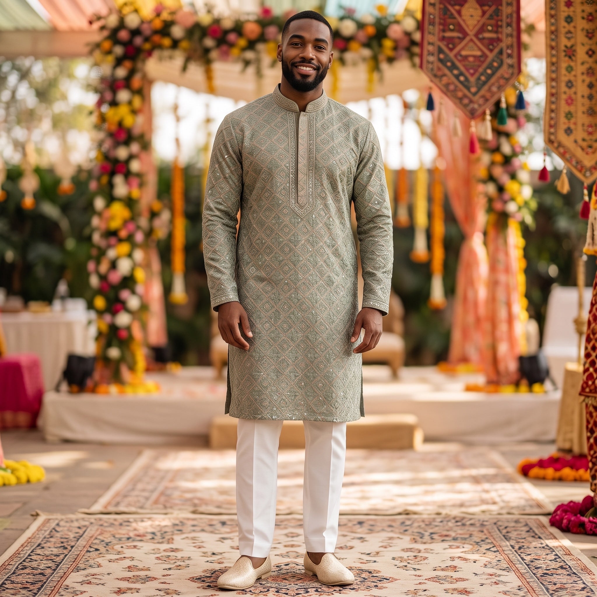 Mint & Pink Lucknowi Kurta