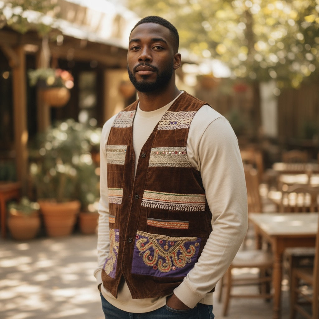 DB Afghani Velvet Smoking Vest - Vintage India NYC