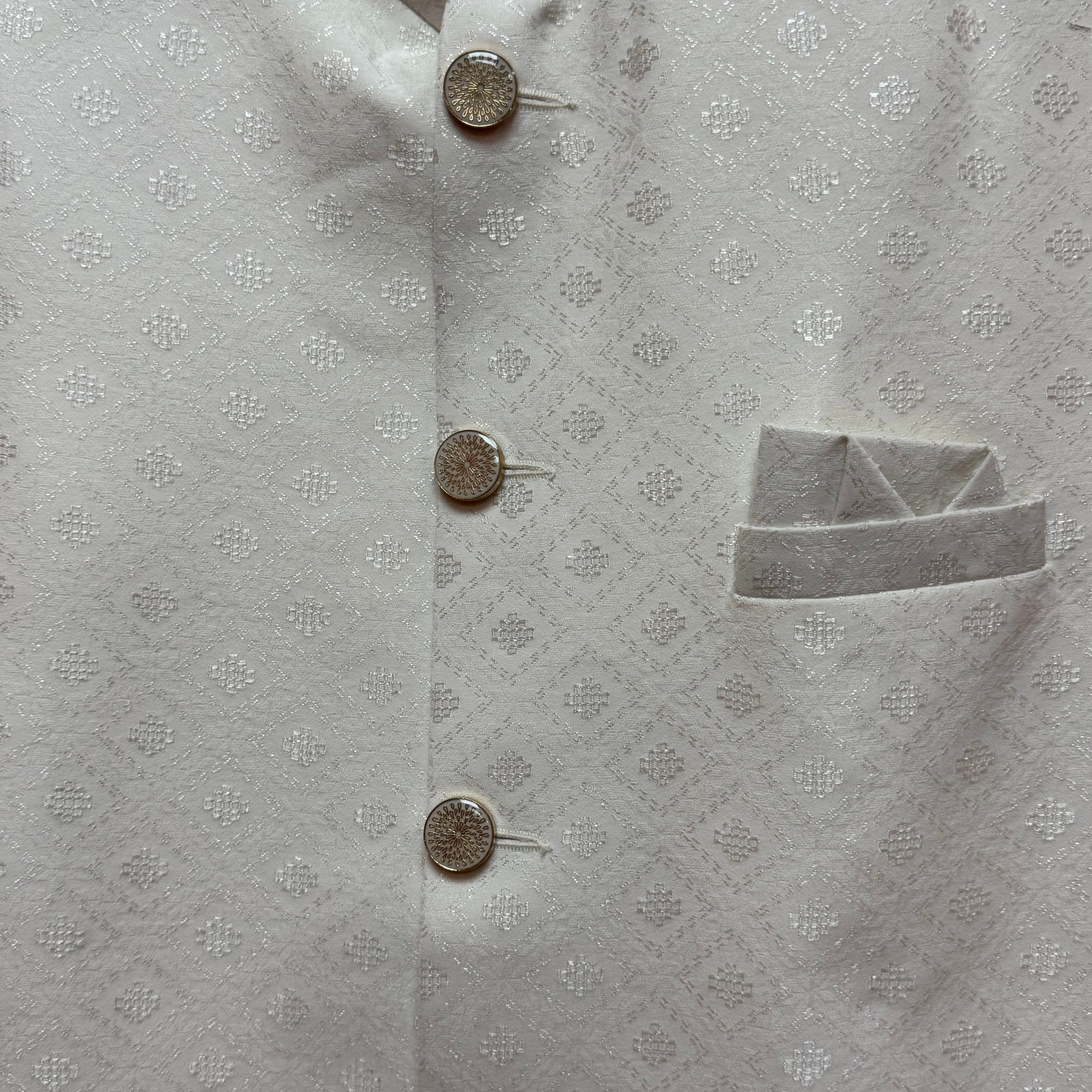 Ivory Jacquard Diamond Vest