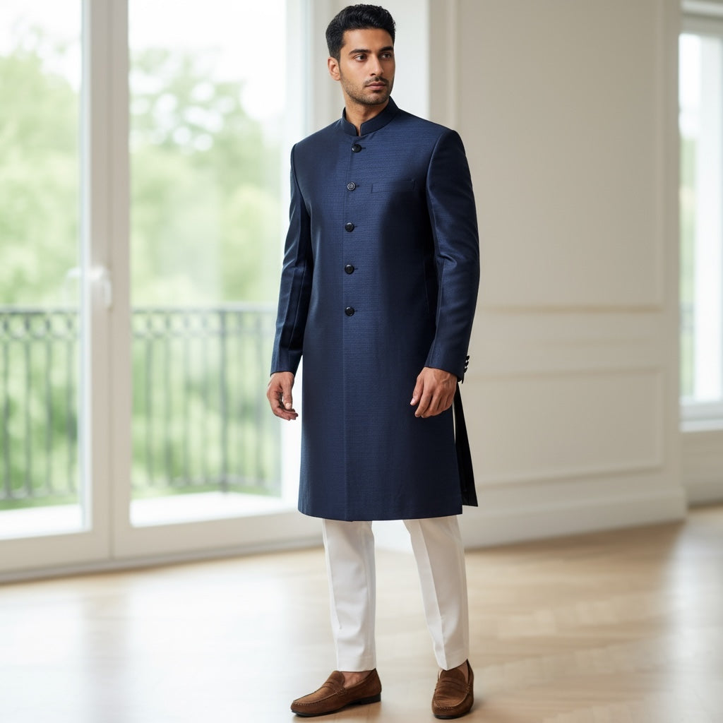 Navy Semi Sherwani- Size 40