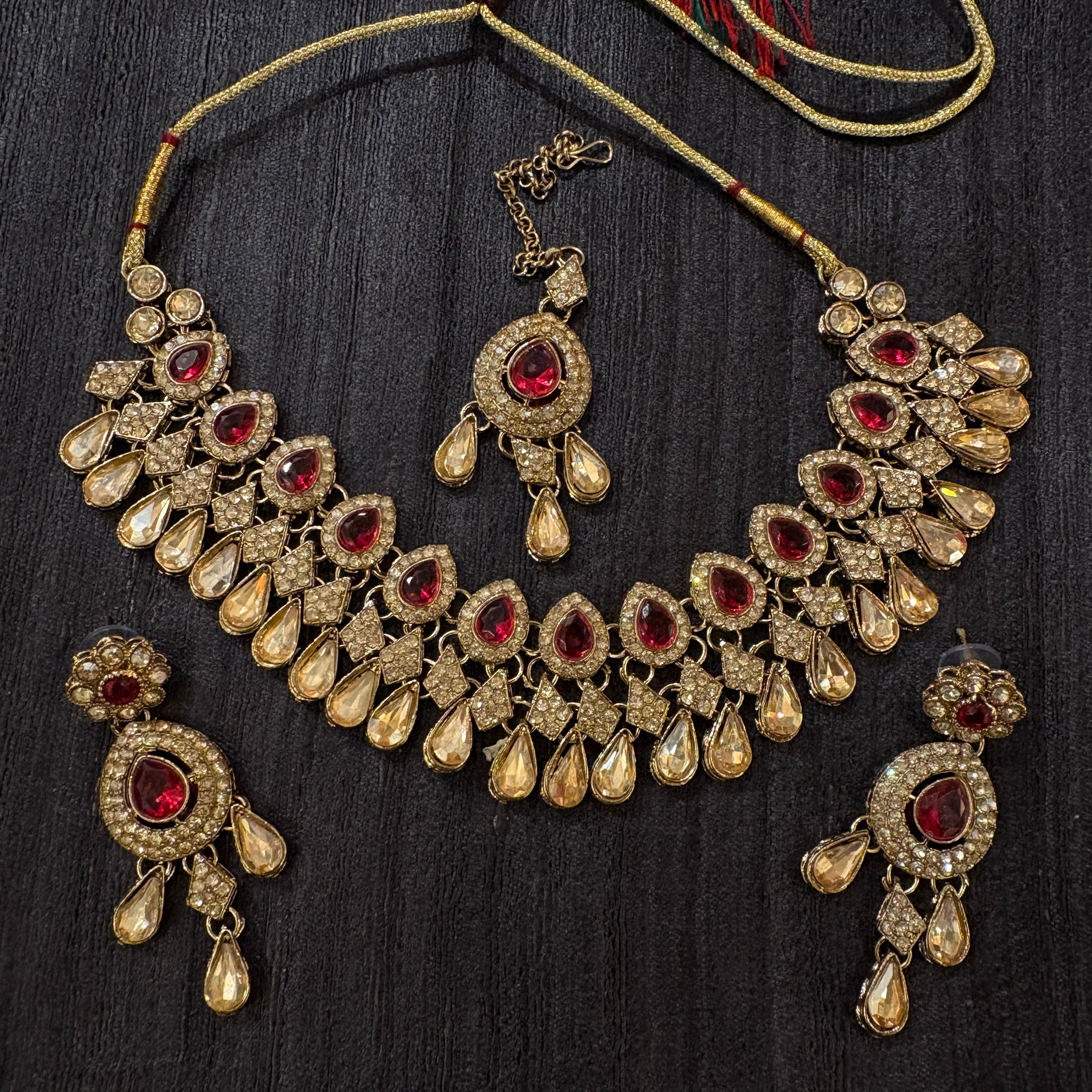 DT Gold Diamond Teardrop Necklace Sets-Colors