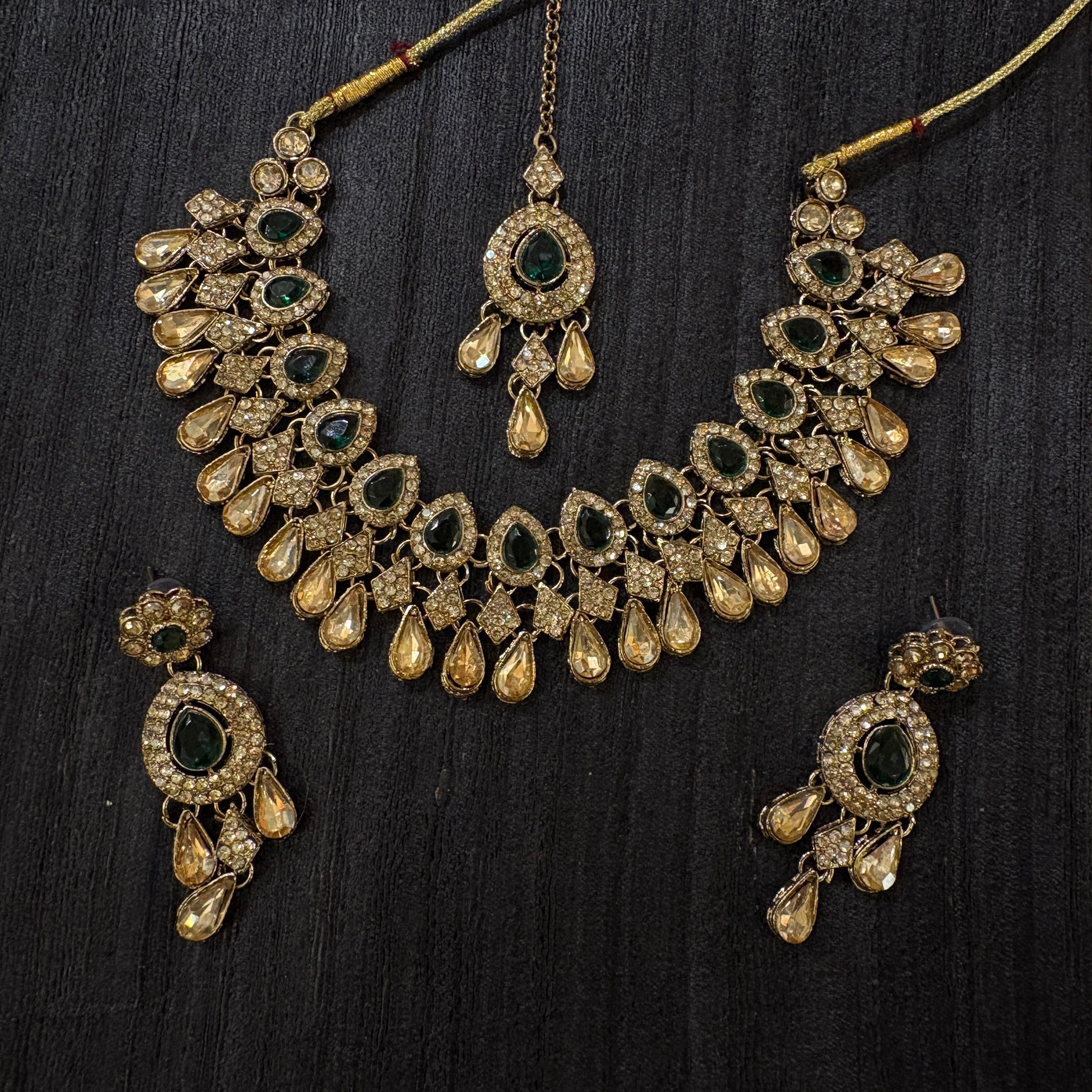DT Gold Diamond Teardrop Necklace Sets-Colors
