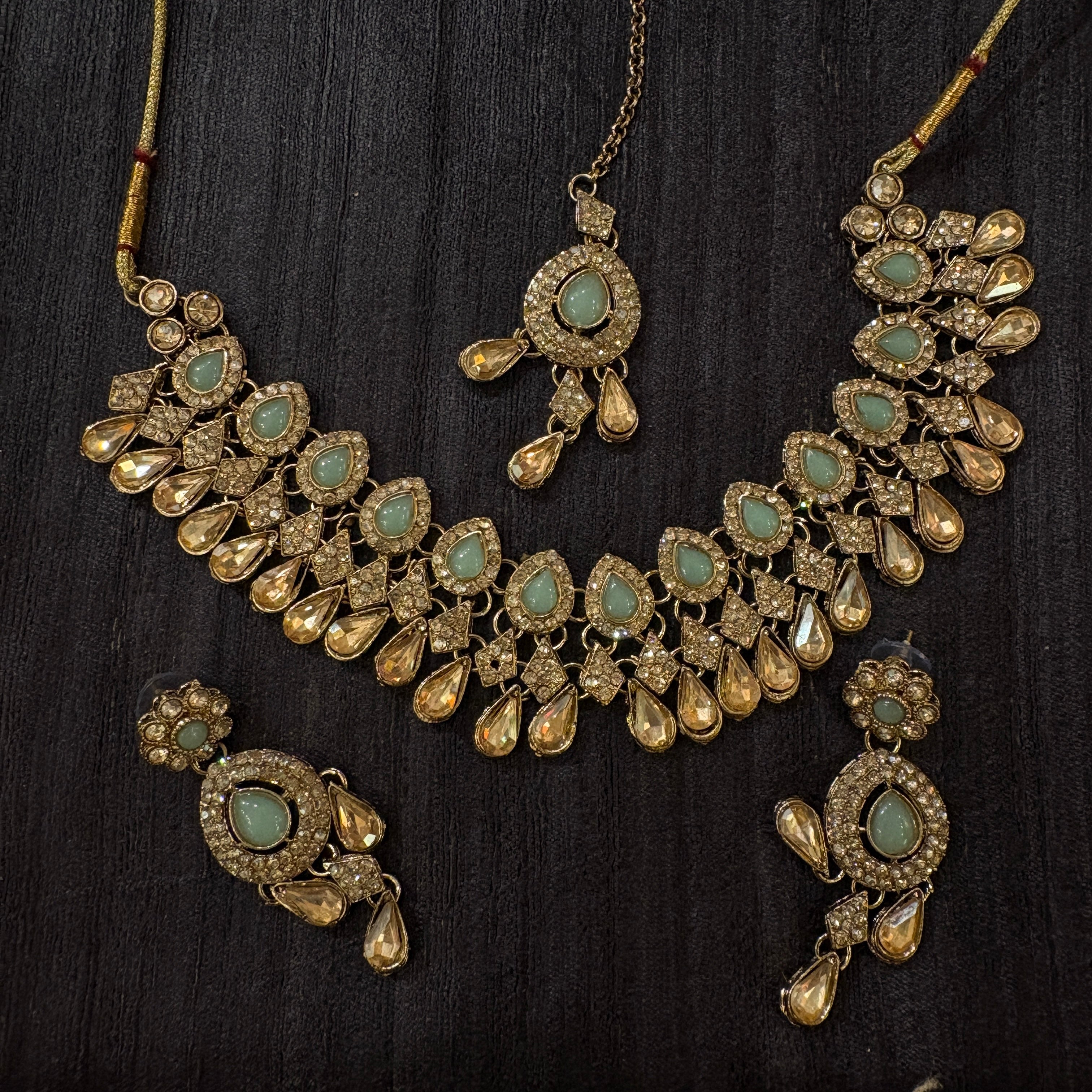 DT Gold Diamond Teardrop Necklace Sets-Colors