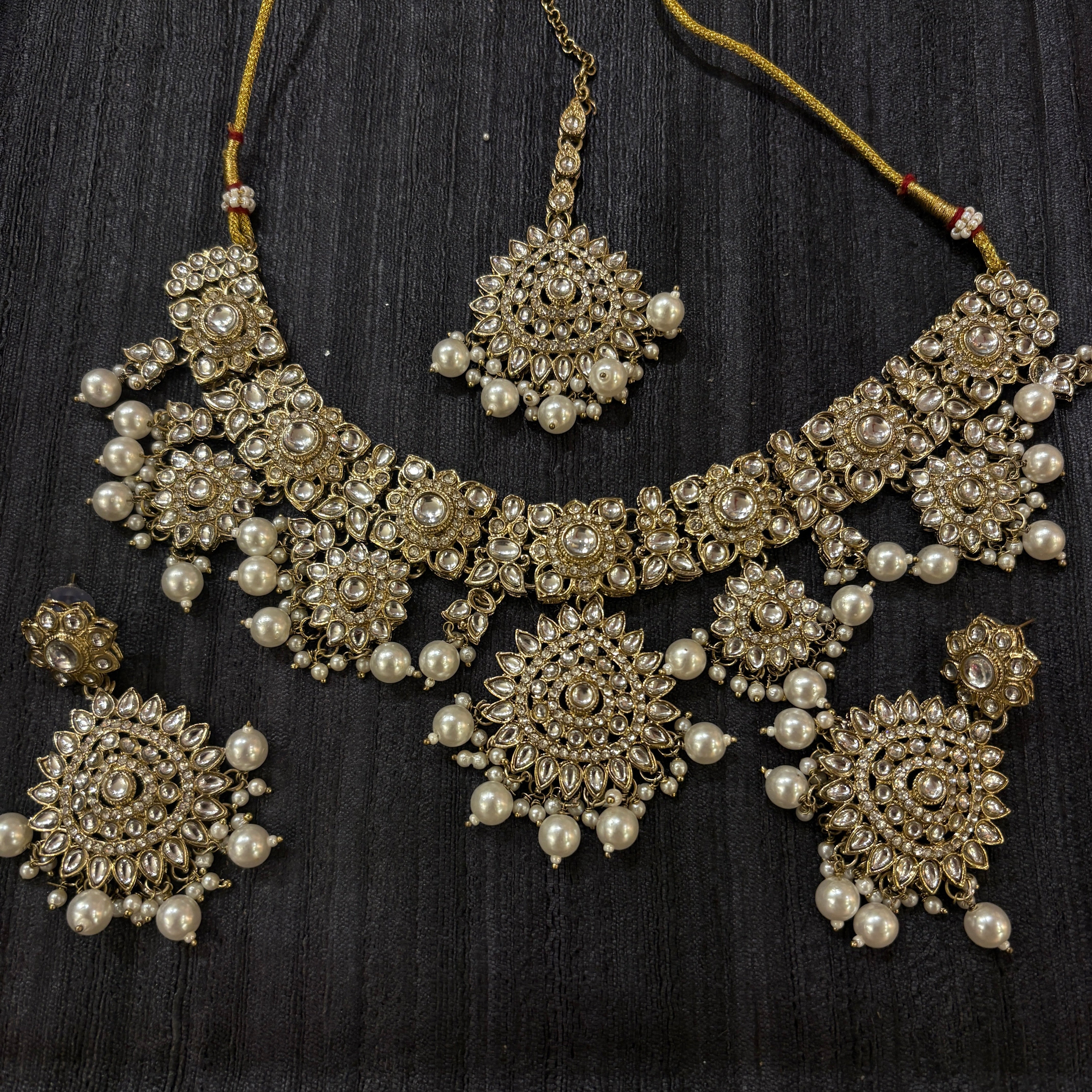 DT Square Flower Drop Necklace Sets-Colors