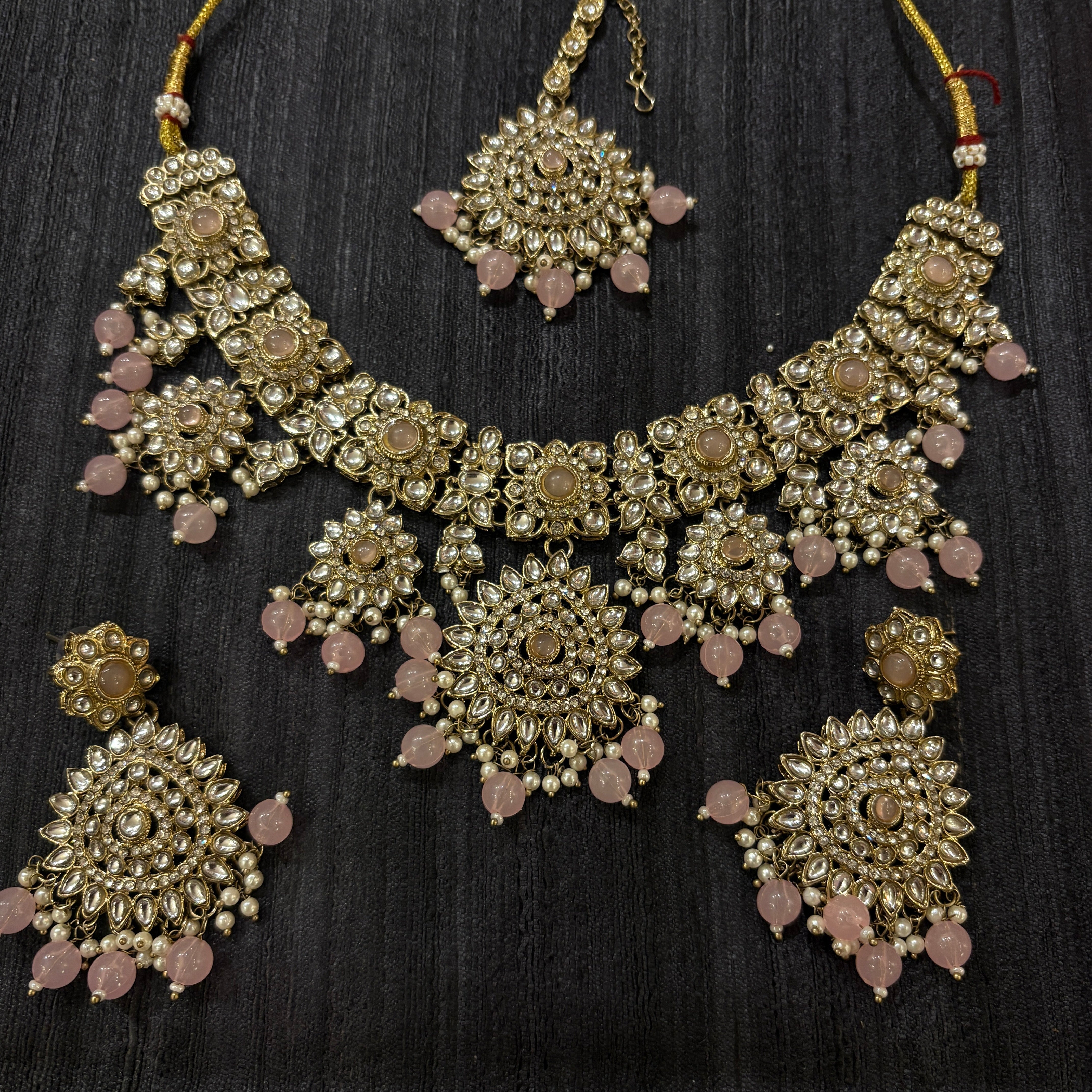 DT Square Flower Drop Necklace Sets-Colors