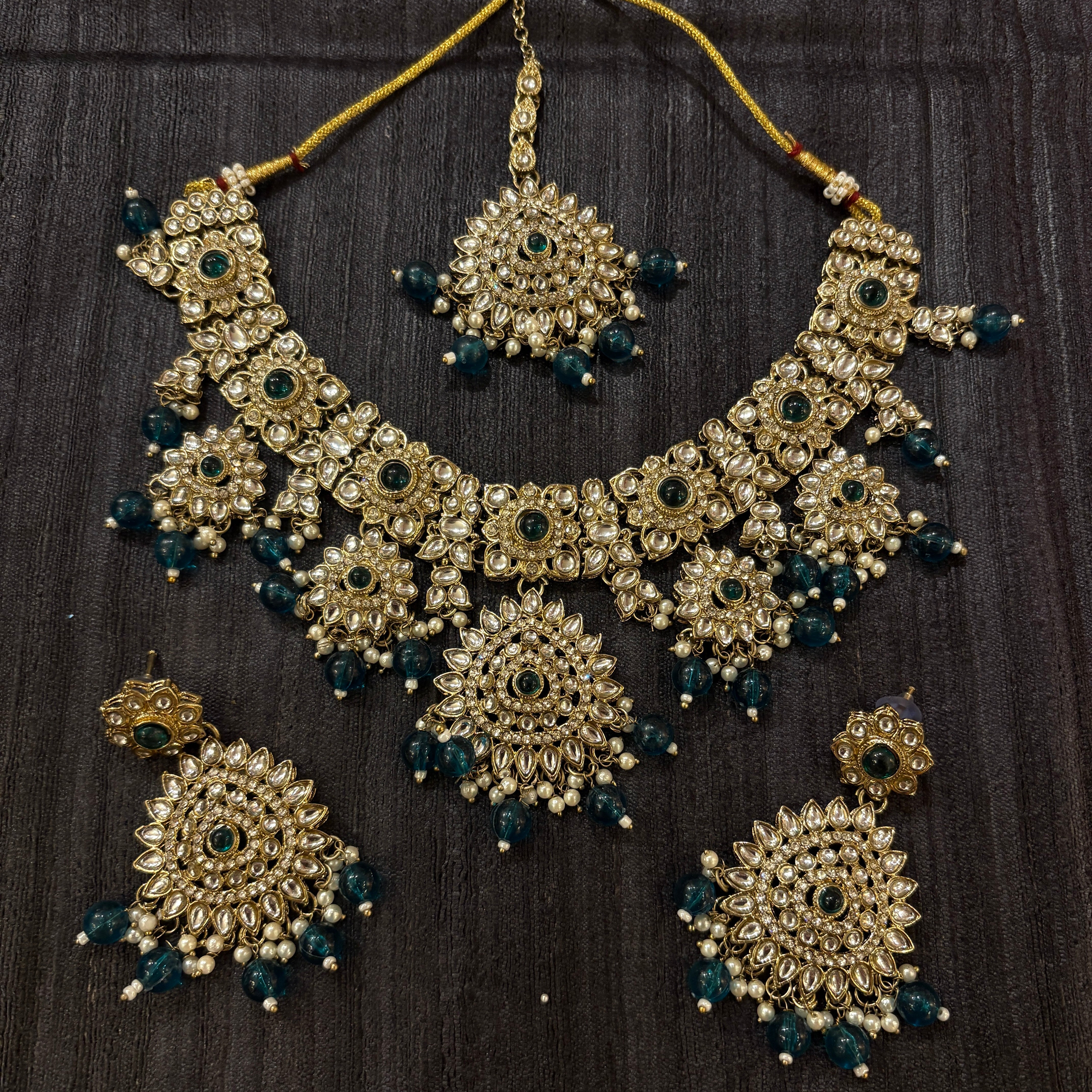 DT Square Flower Drop Necklace Sets-Colors