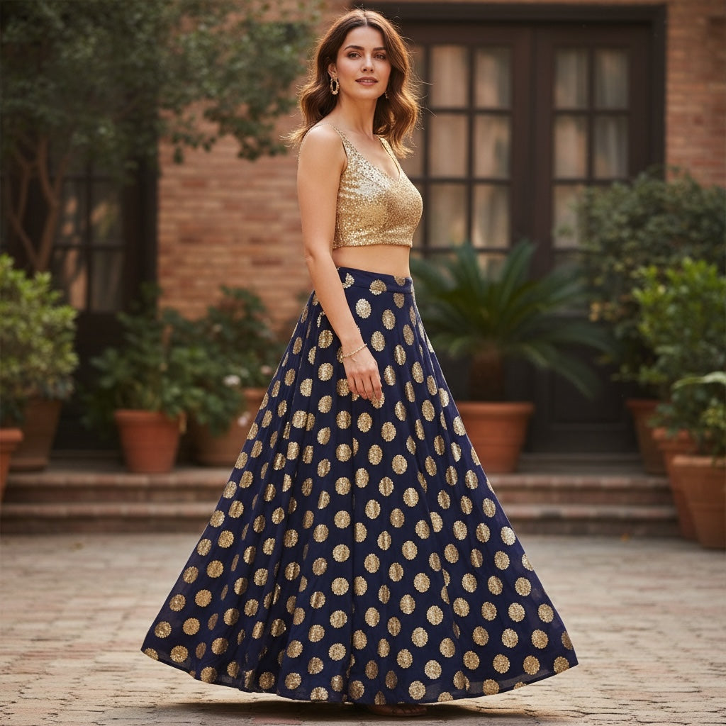 DT Brocade Lehengas-Many Colors - Vintage India NYC