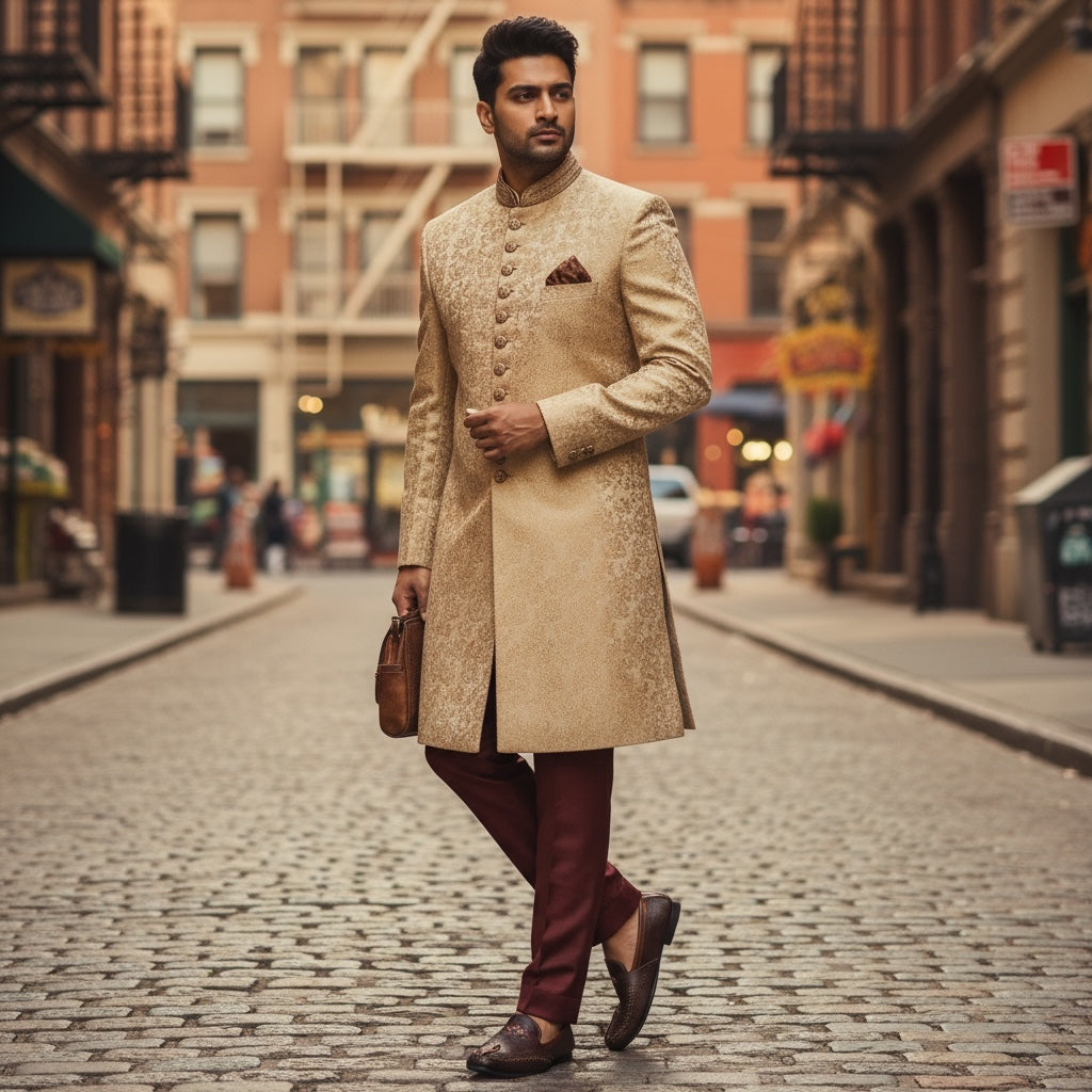 DK Gold Sherwani - Vintage India NYC