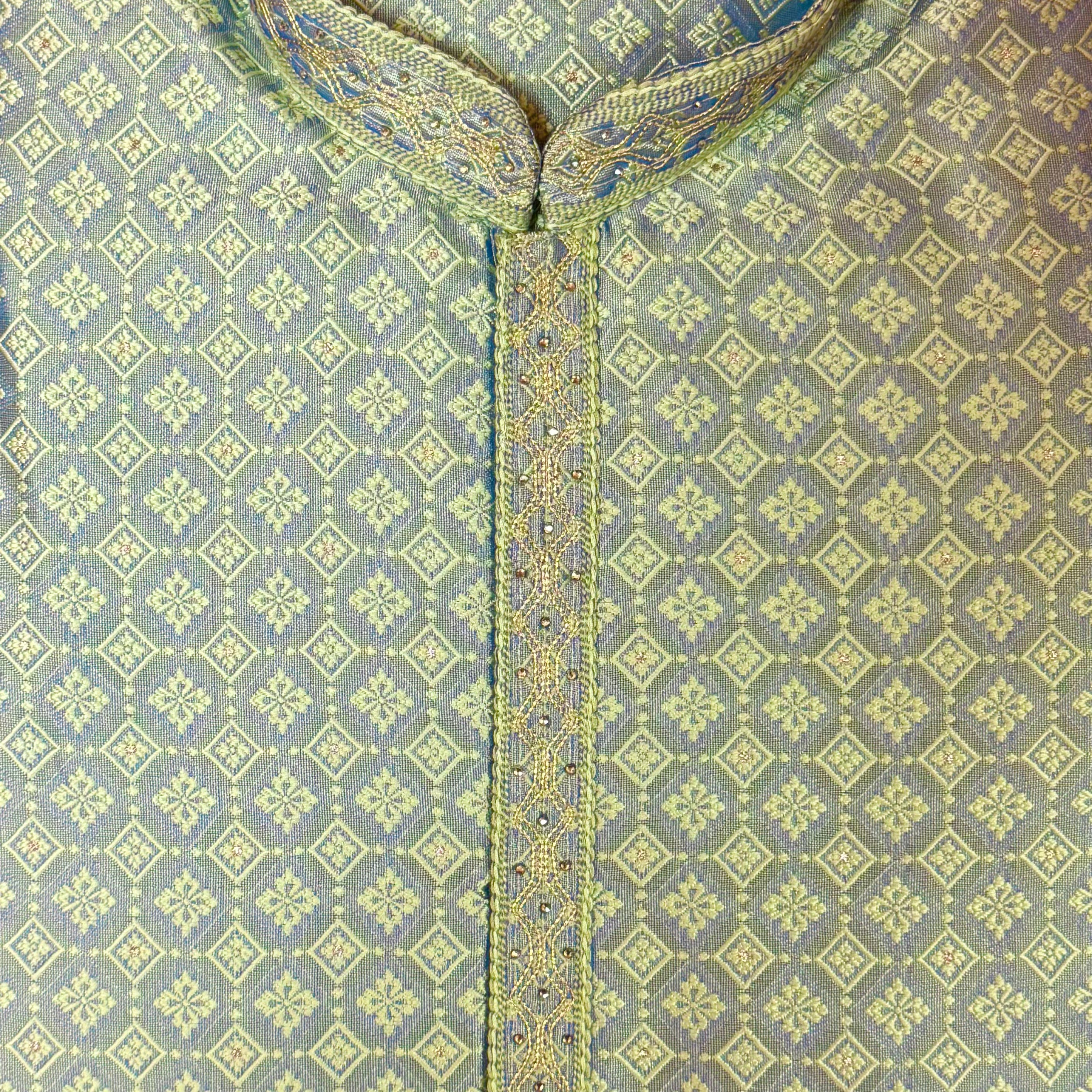Pista Jacquard Kurta - Vintage India NYC