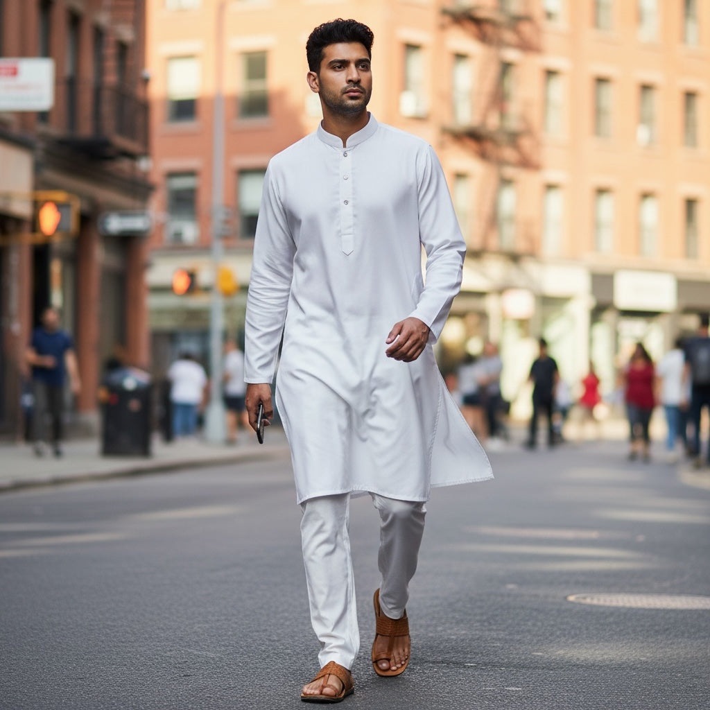 YD White Rayon Men Kurta - Vintage India NYC