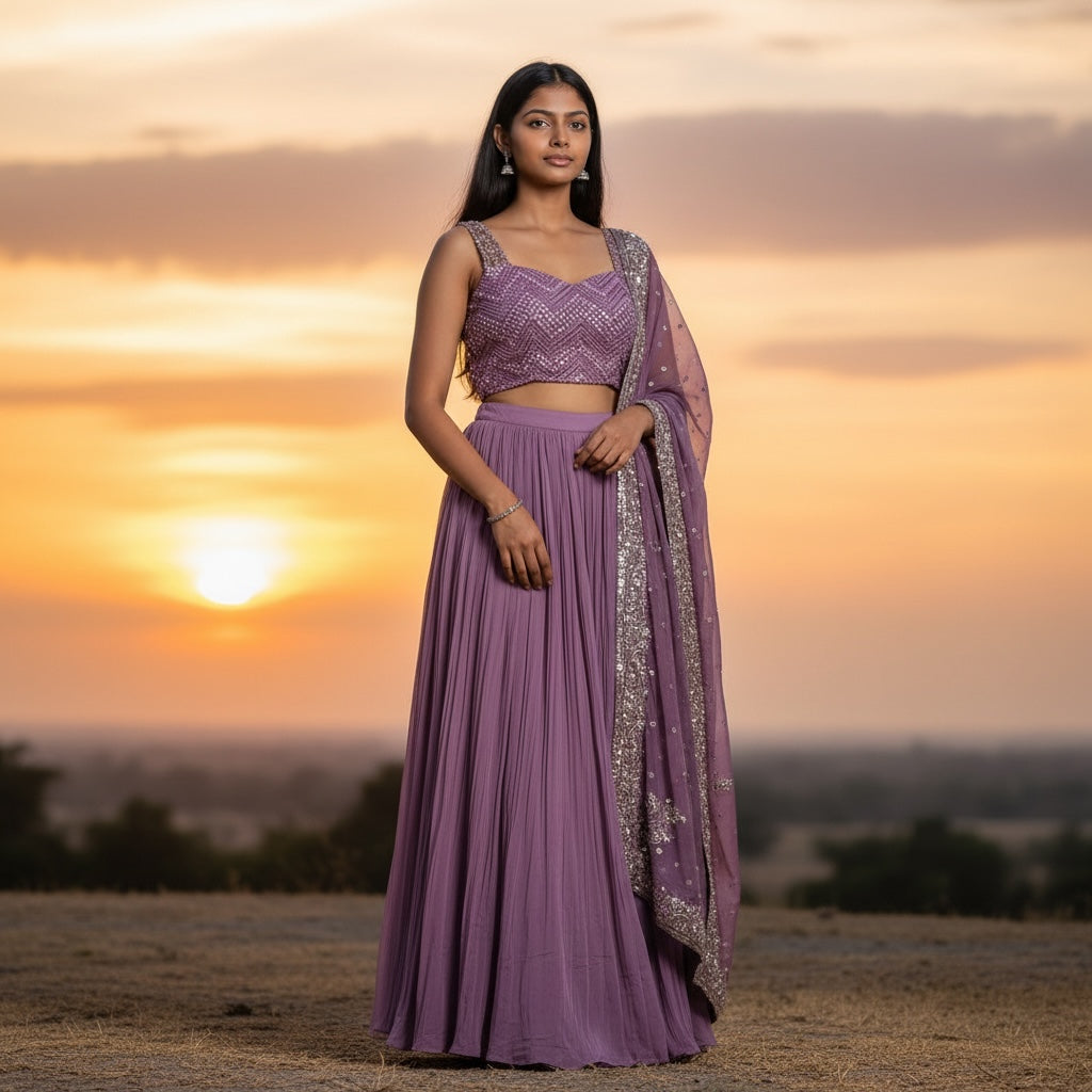 YD Lavender Lehenga Set