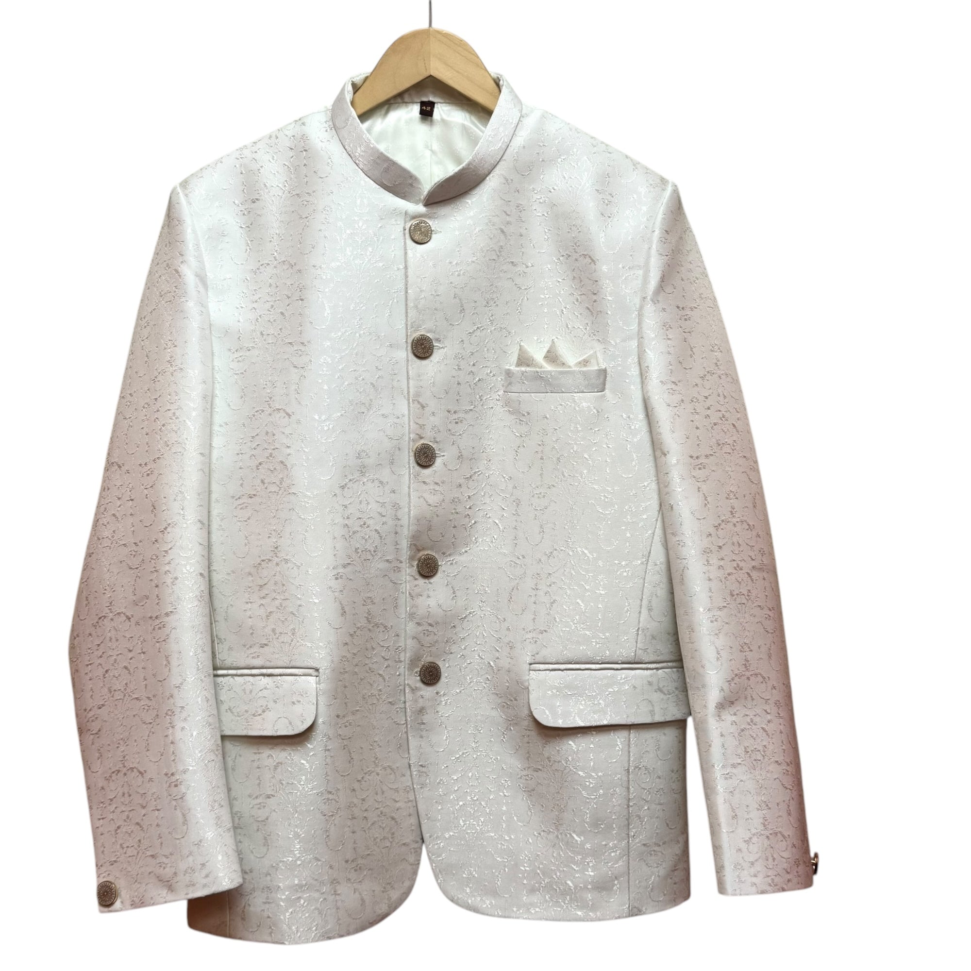 Ivory Chandelier Jacquard Jodhpuri Jacket