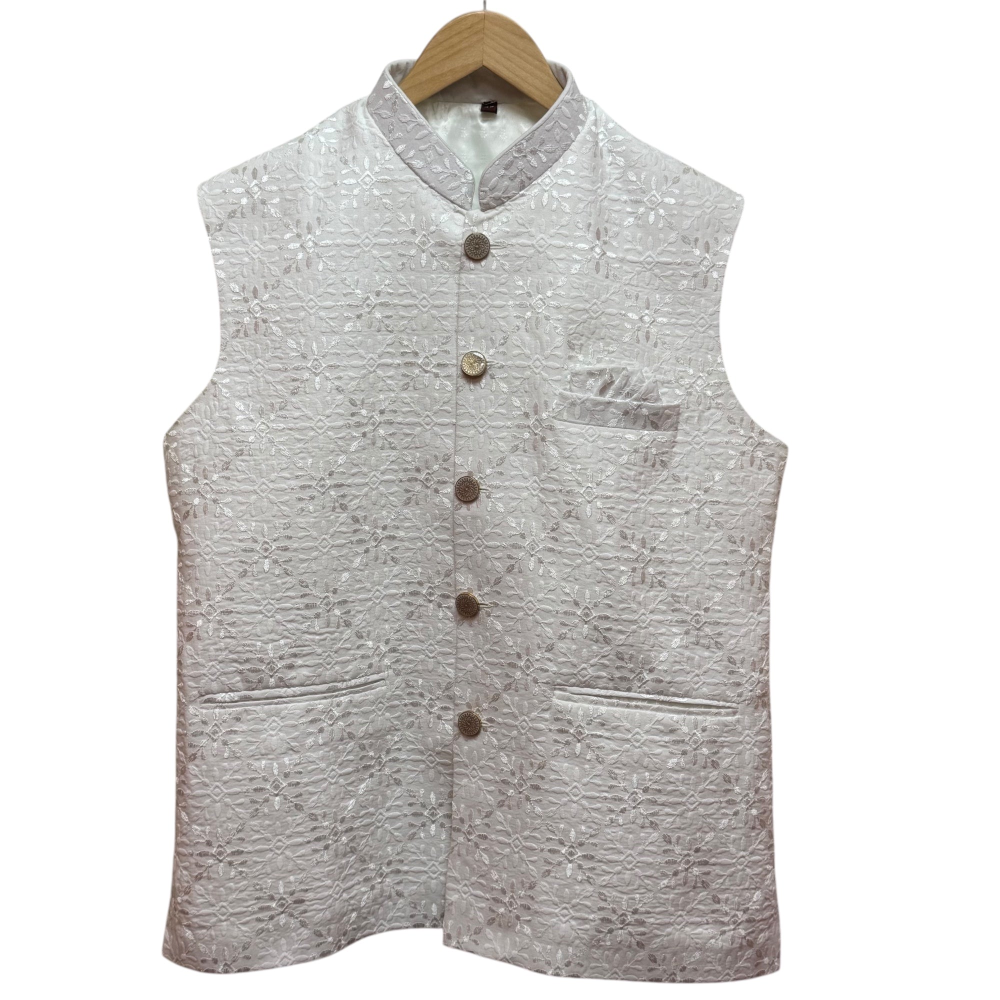 Ivory Embroidered Tile Vest