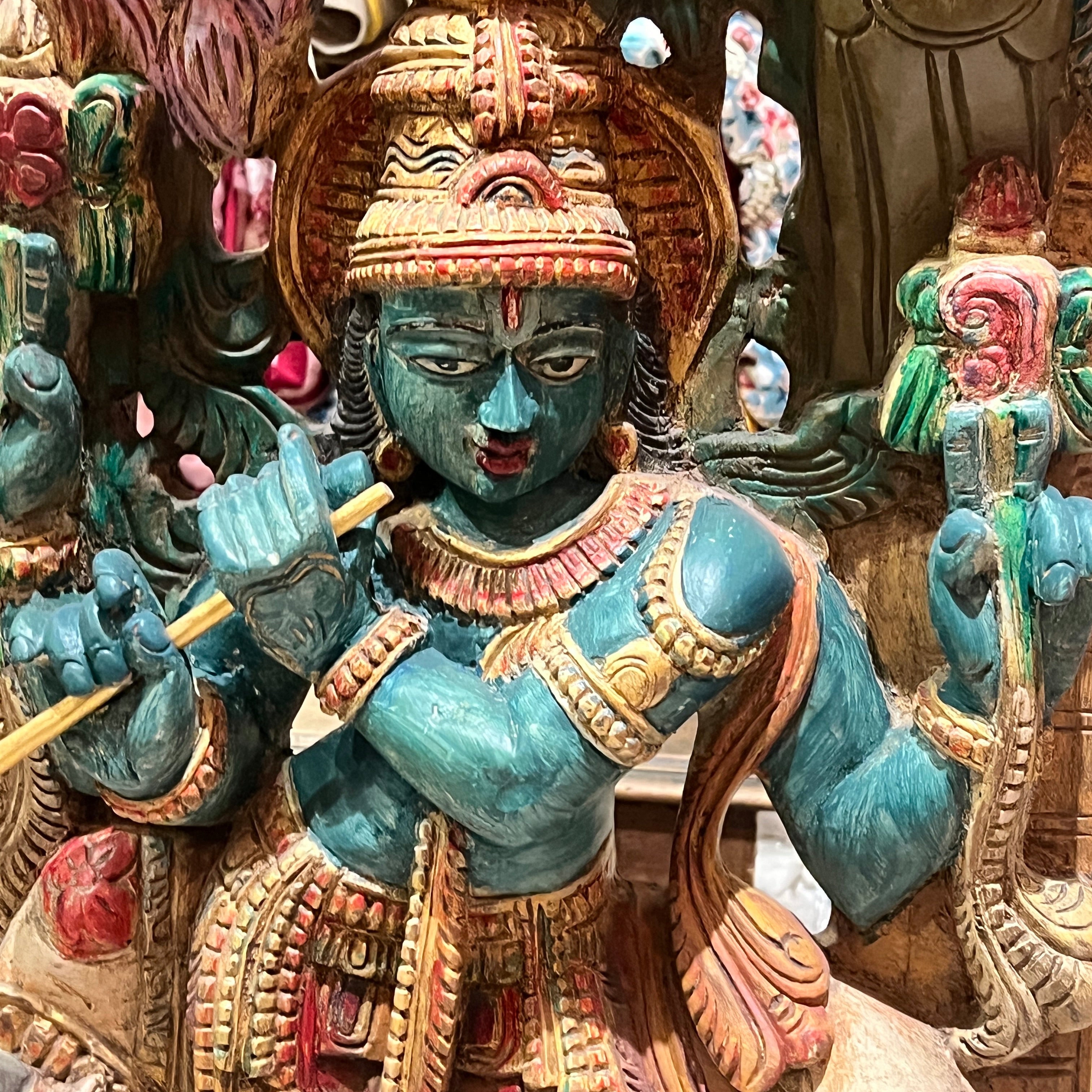 Krishna Govinda Hand-Painted & Carved Murti