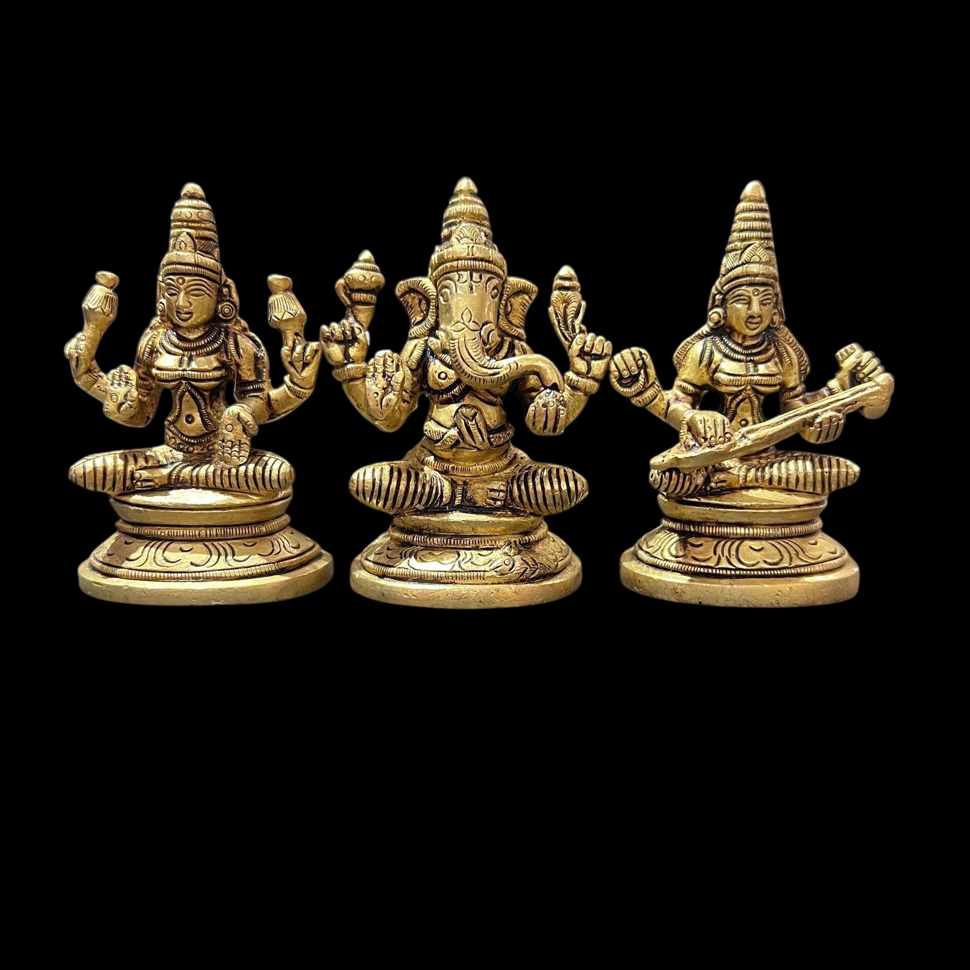 GM Brass Lakshmi Ganesh Saraswati 766-3.5in