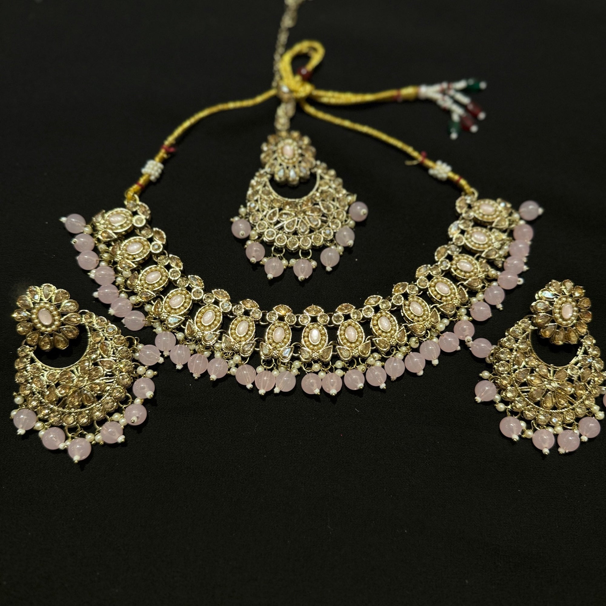 DT Oval Stone Chandbali Necklace Sets-Many Colors