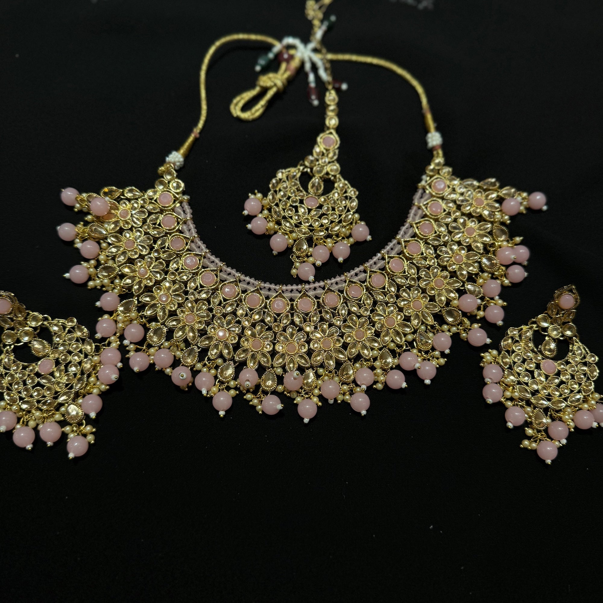 DT Flower Kundan Chandbali Necklace Sets-Many Colors