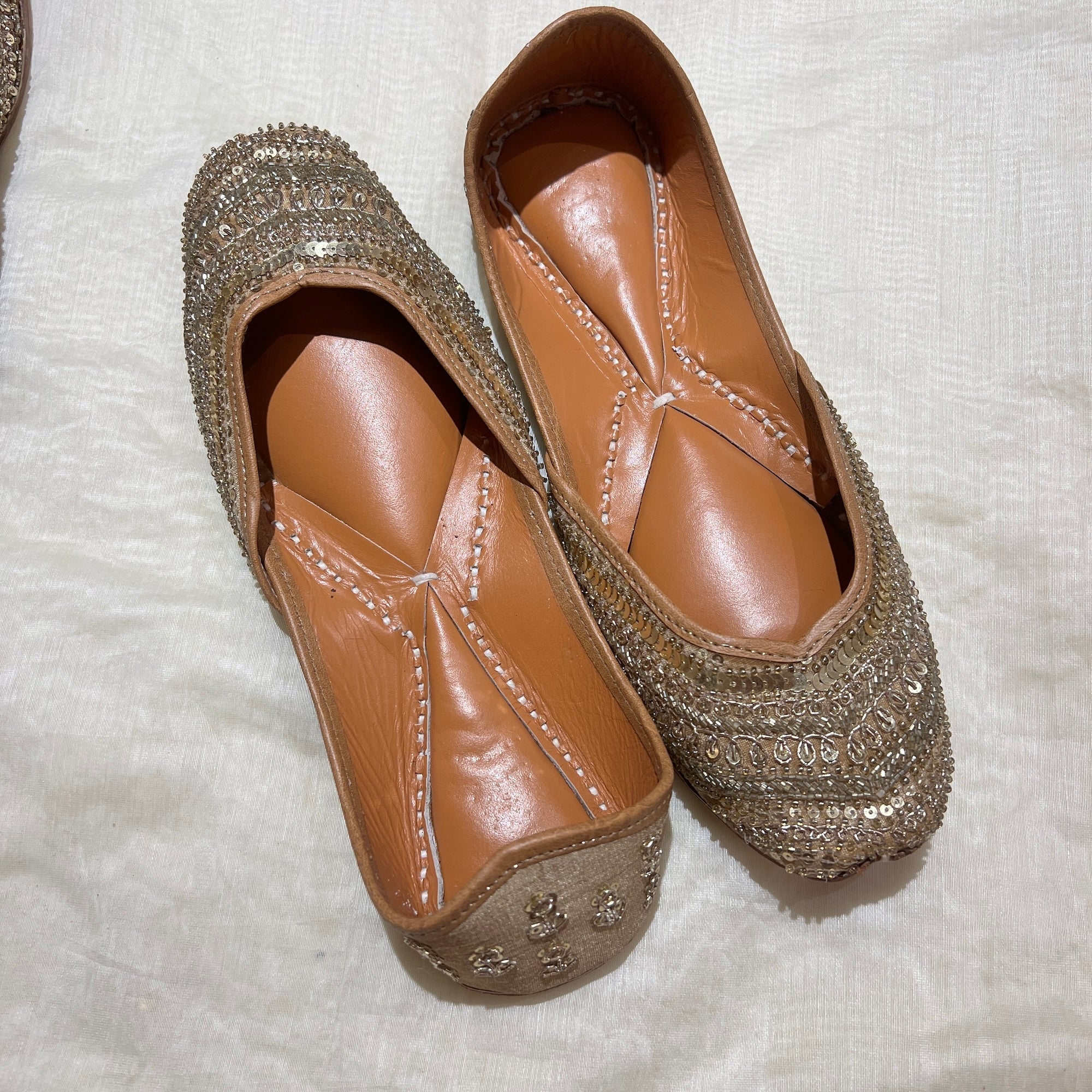 Gold Sequin Beaded Juttis