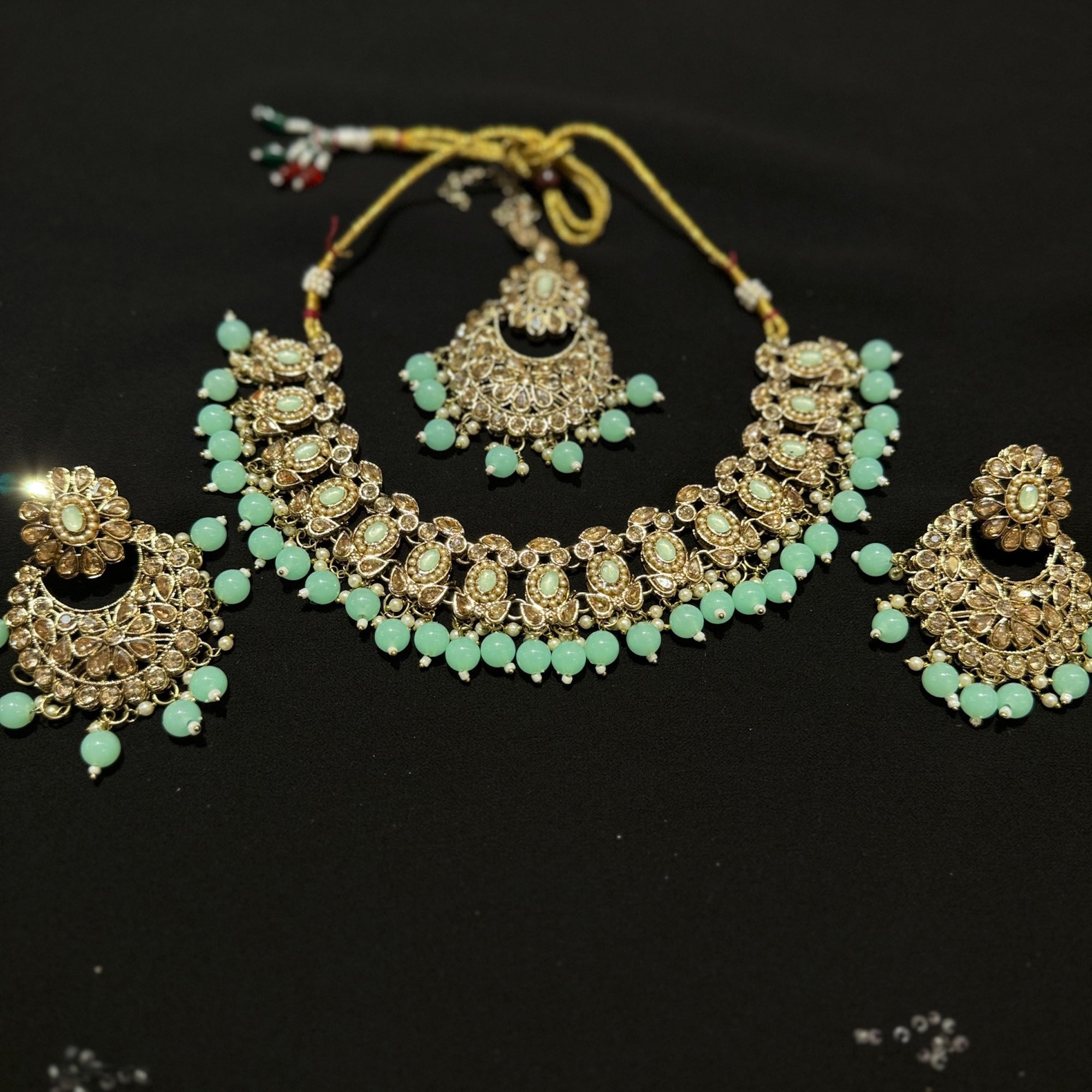 DT Oval Stone Chandbali Necklace Sets-Many Colors