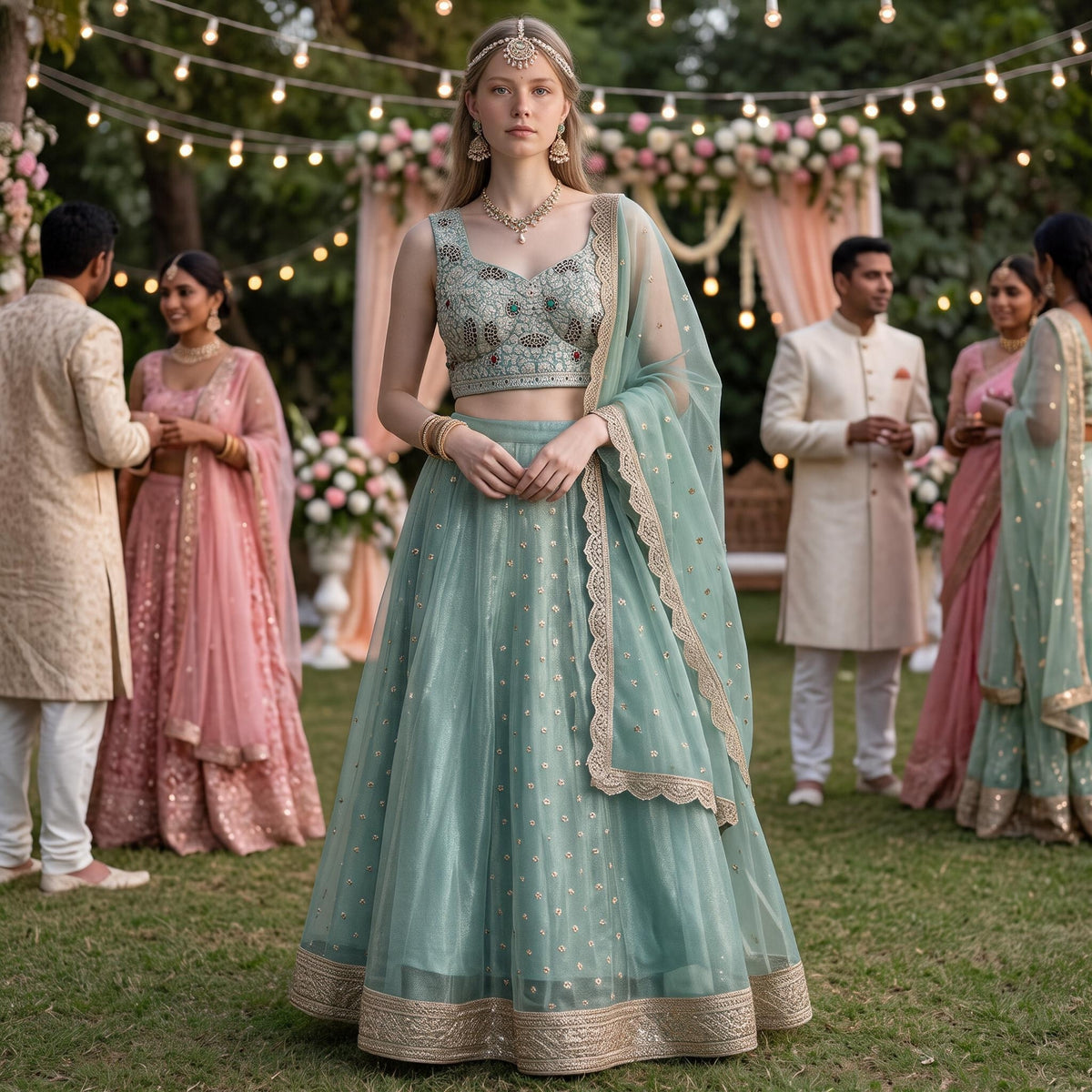 Mint Ice Lehenga Set