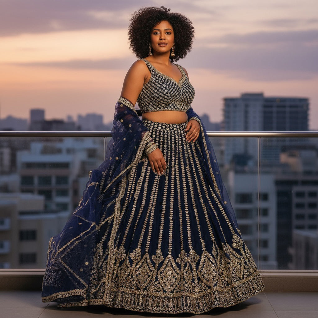 Plus Size Embrodered Mirror Lehenga Sets