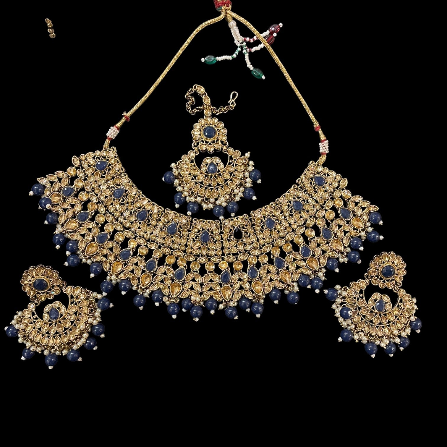 Navy Chandbali Heavy Necklace Set