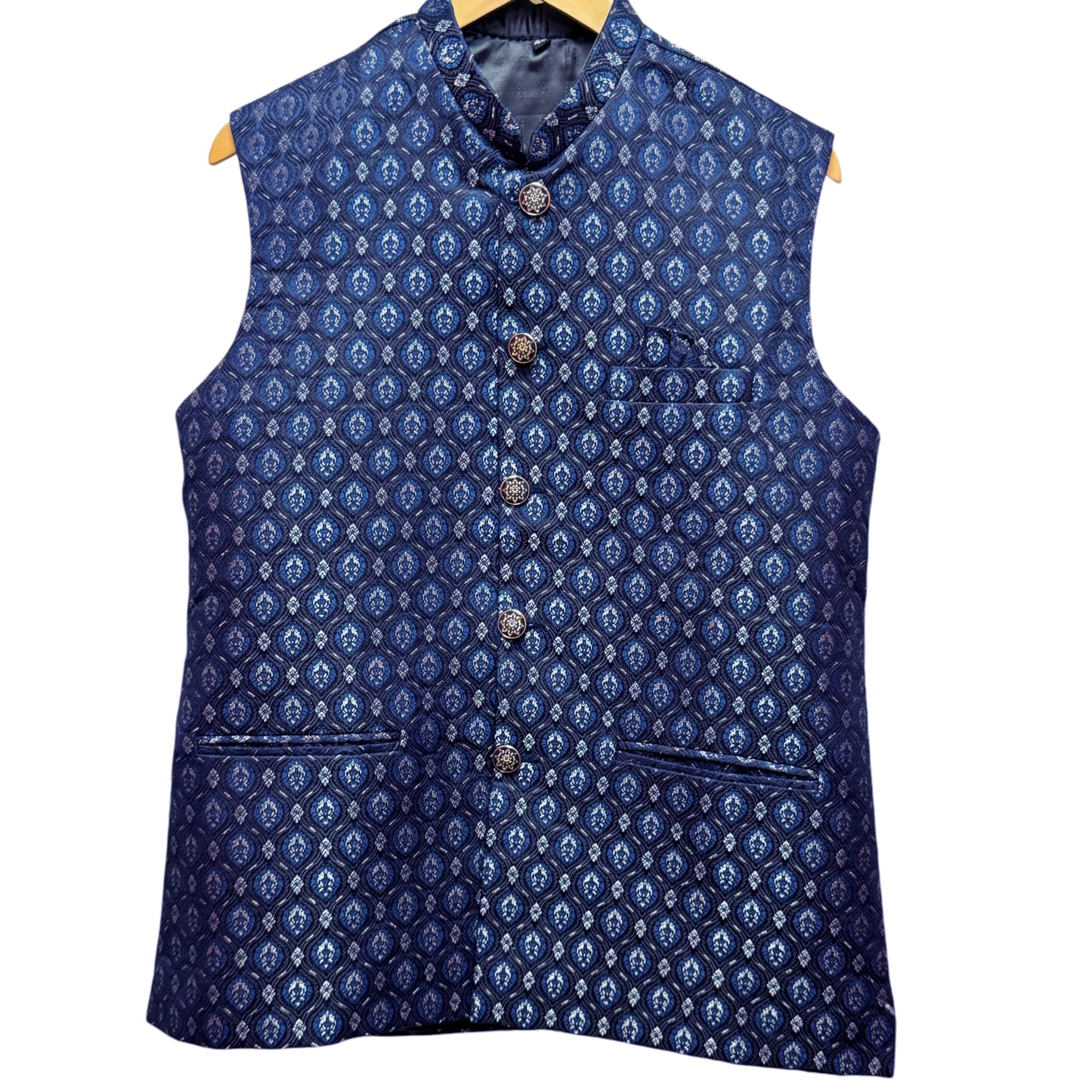 Navy Crest Jacquard Vest