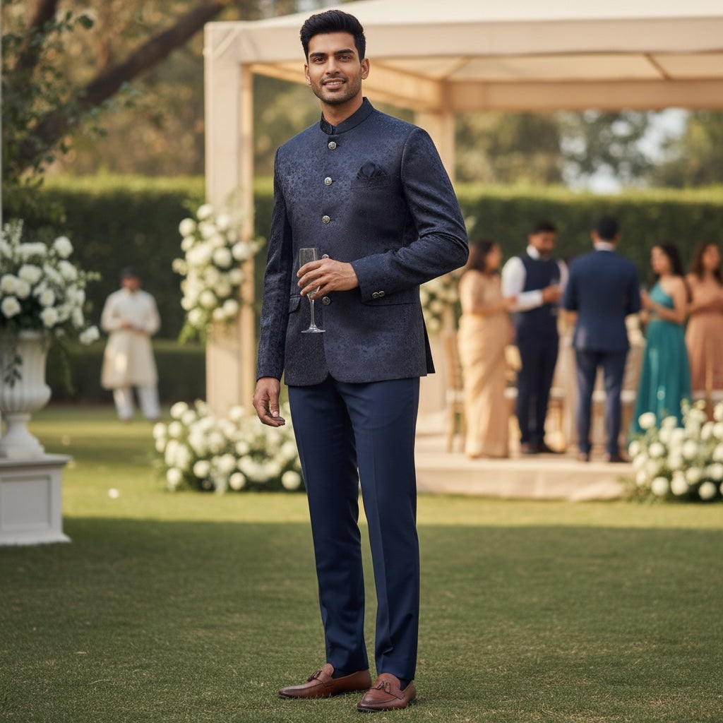 Midnight Floral Jacquard Jodhpuri