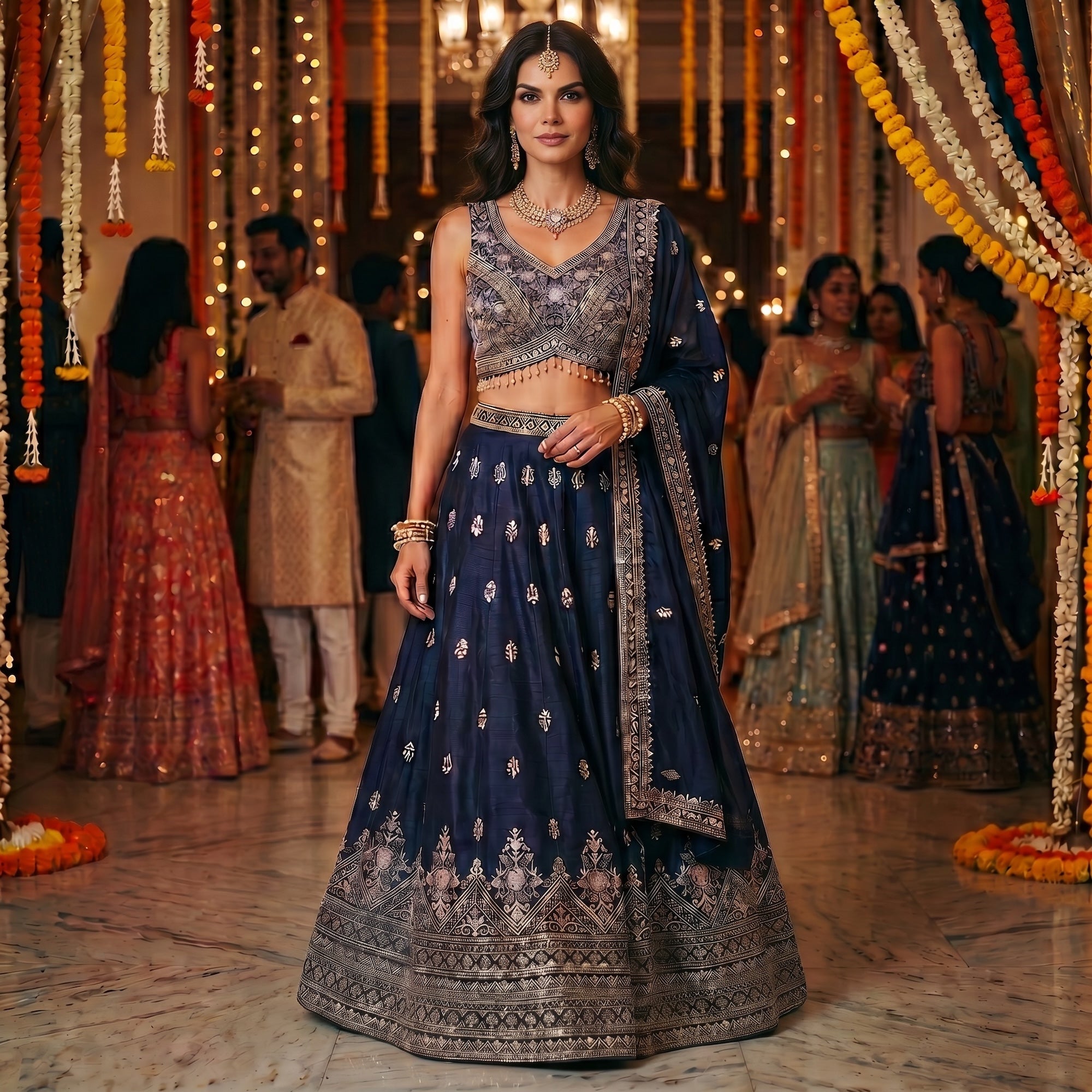 Navy Georgette Lehenga Set