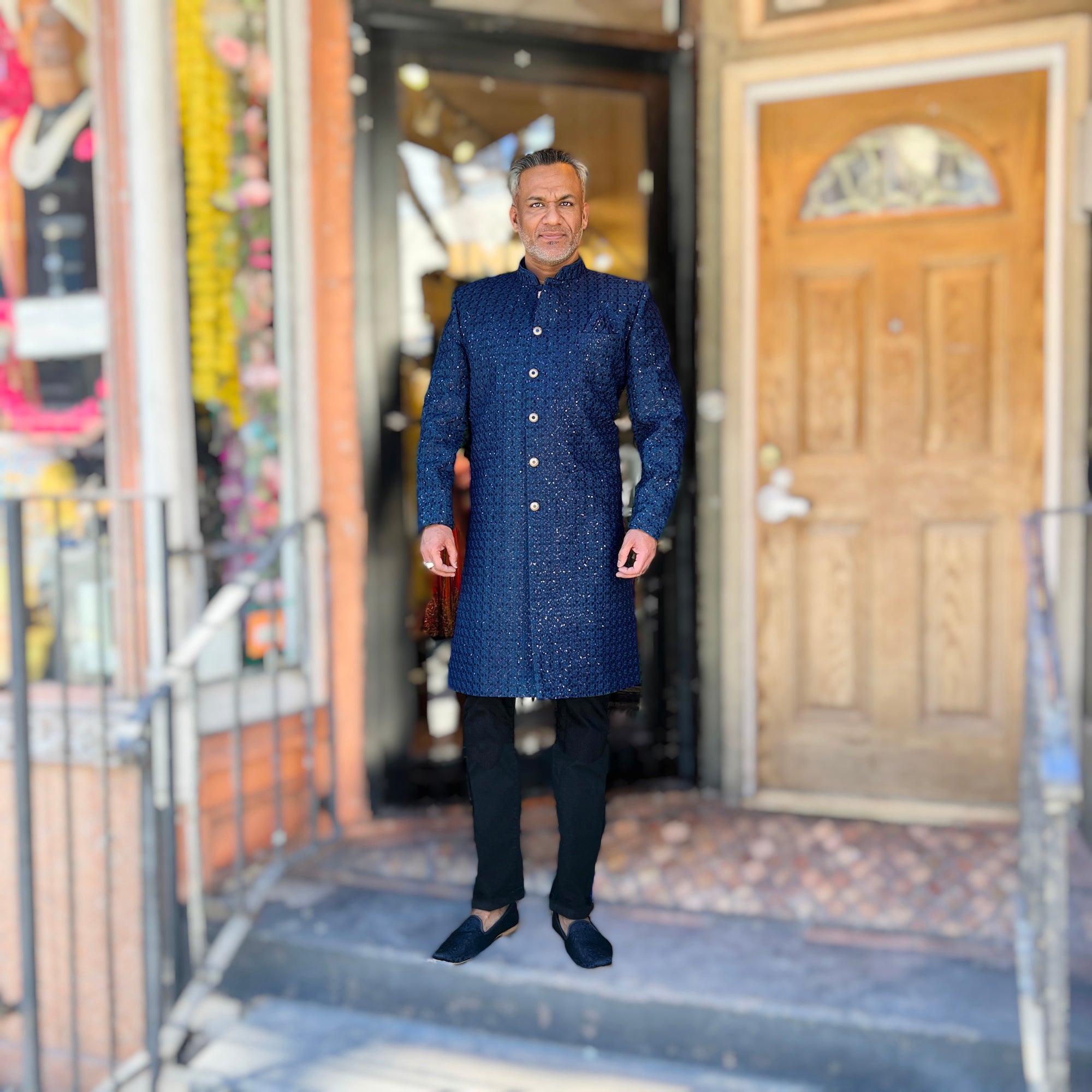 Navy Lucknowi Heavy Embroidered Sherwani