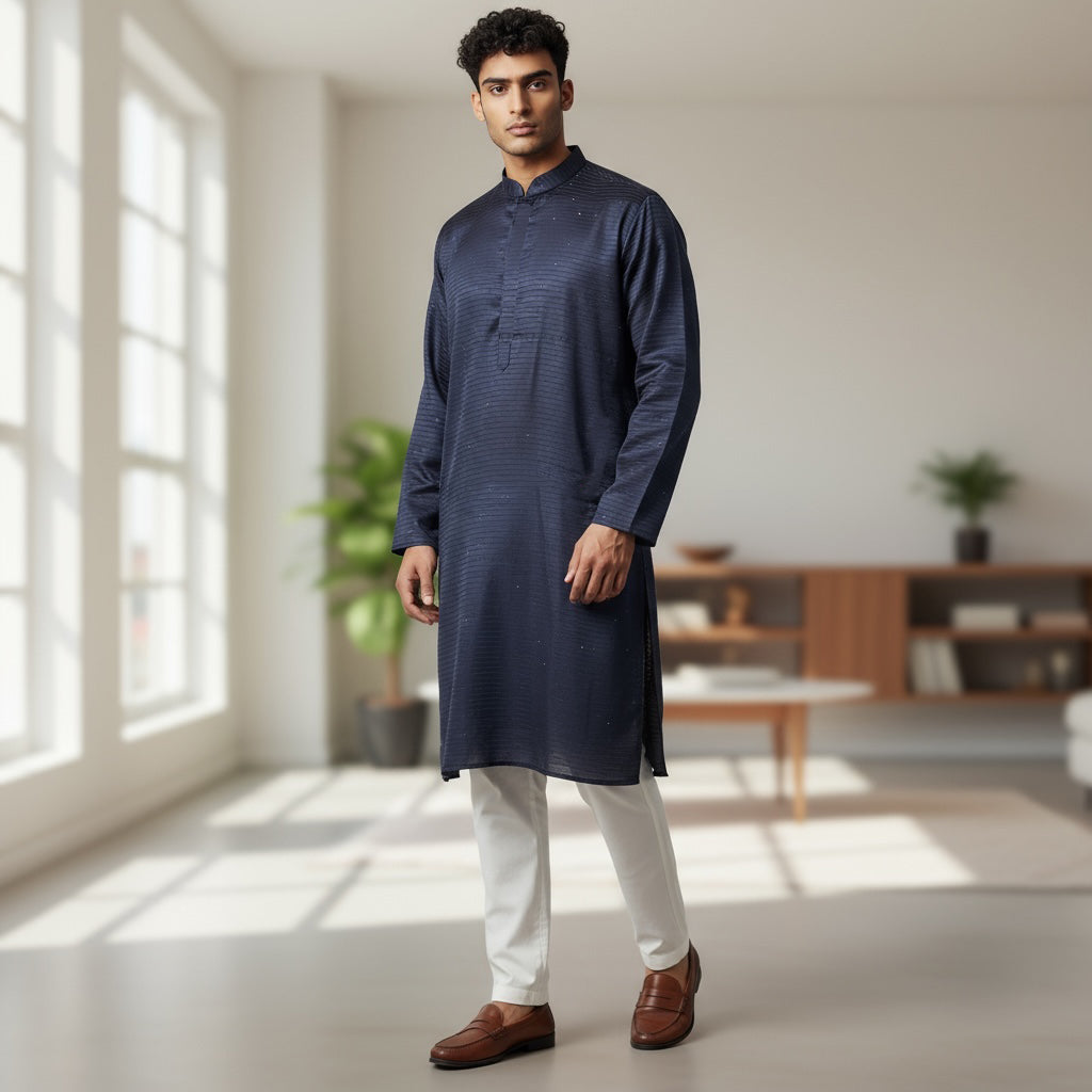 Satin Mini Sequin Kurta-Colors