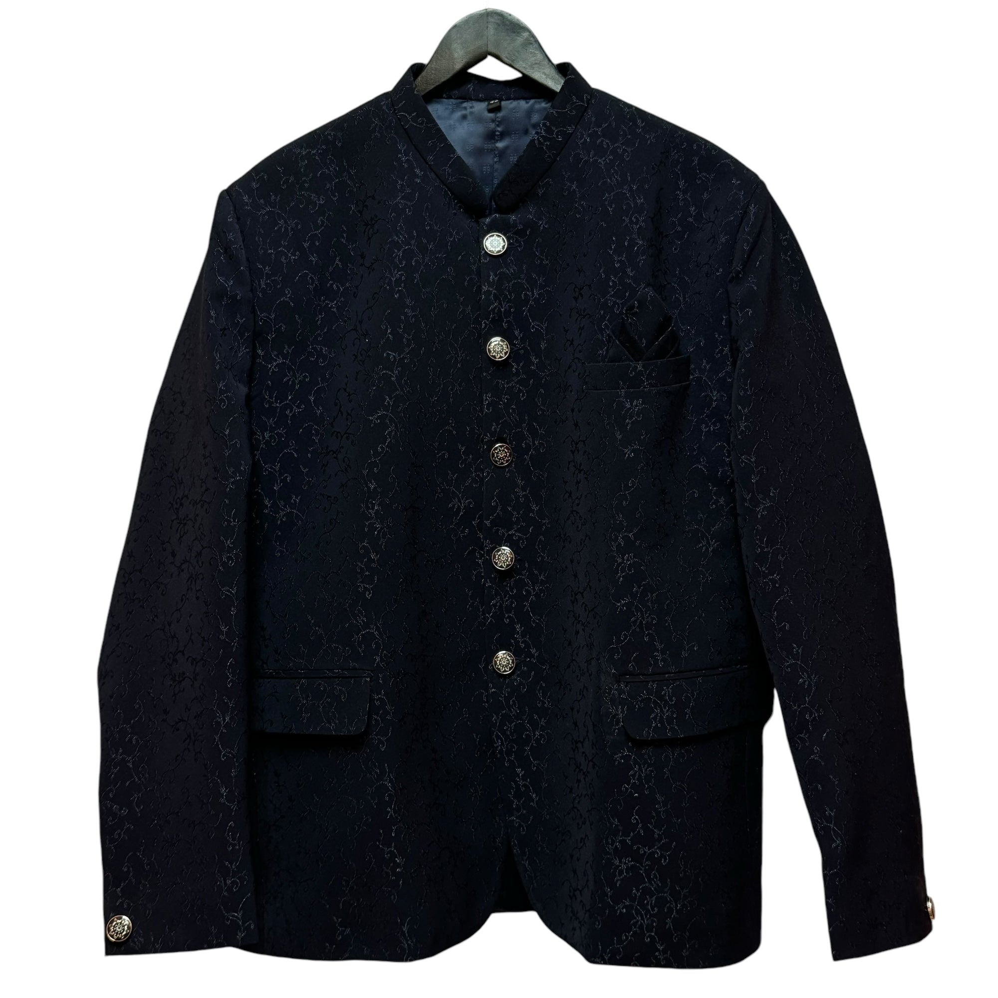 Dark Navy Scroll Jodhpuri Jacket