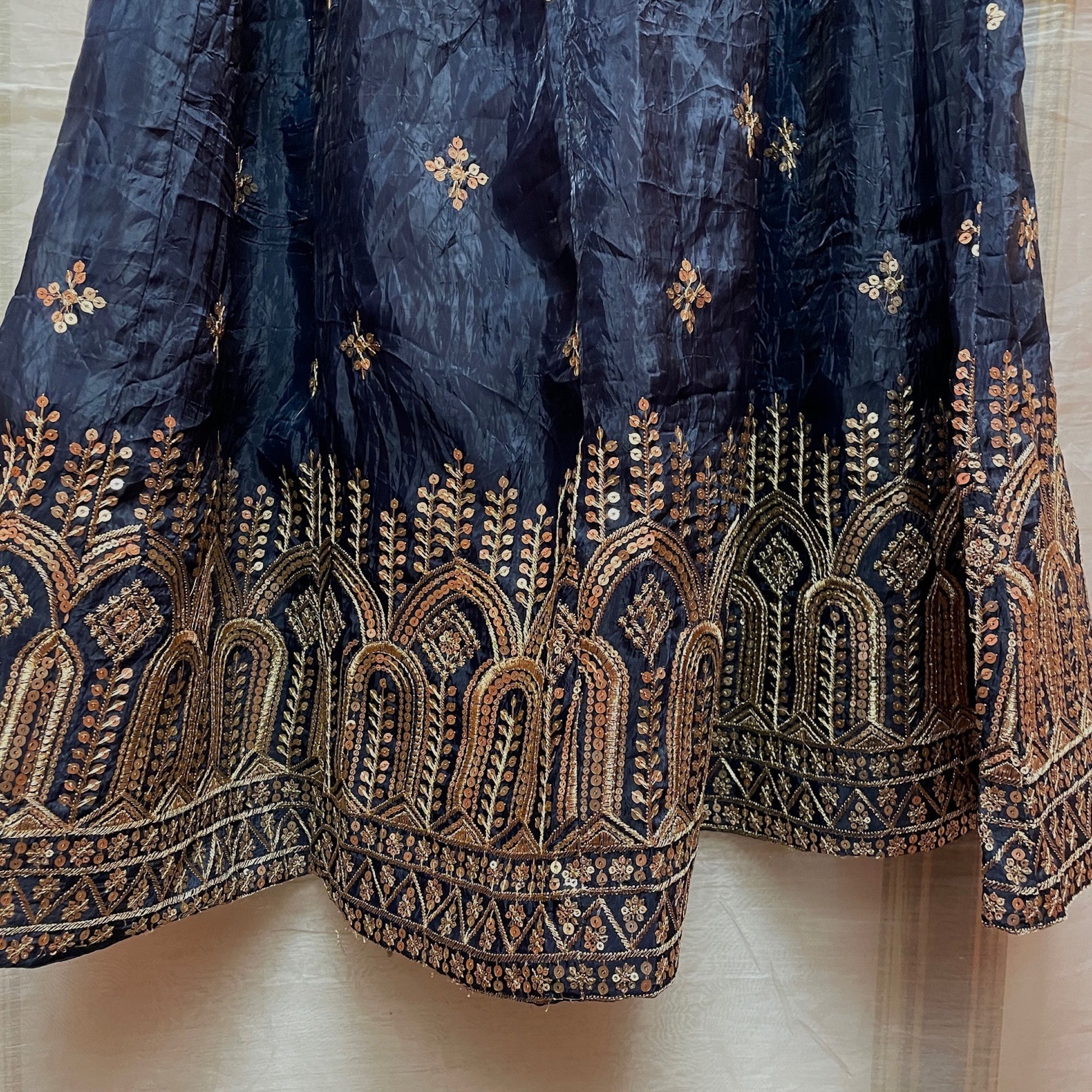 Q Navy & Gold Heavy Embroidered Lehenga