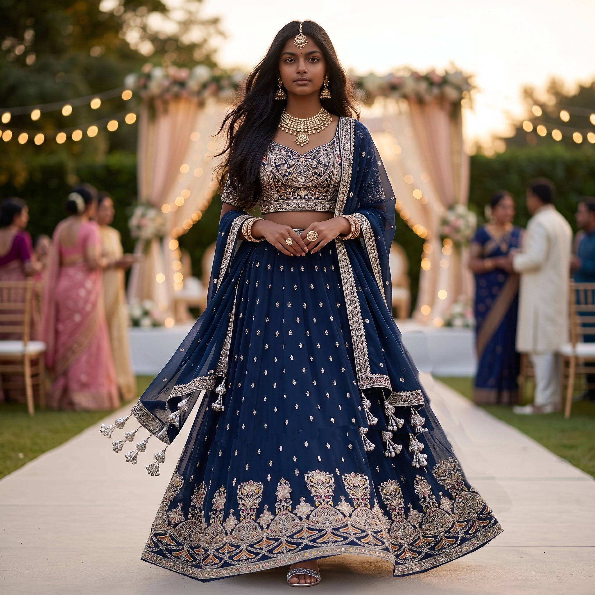Embroidered Georgette Lehenga Sets- 2 Colors - Vintage India NYC