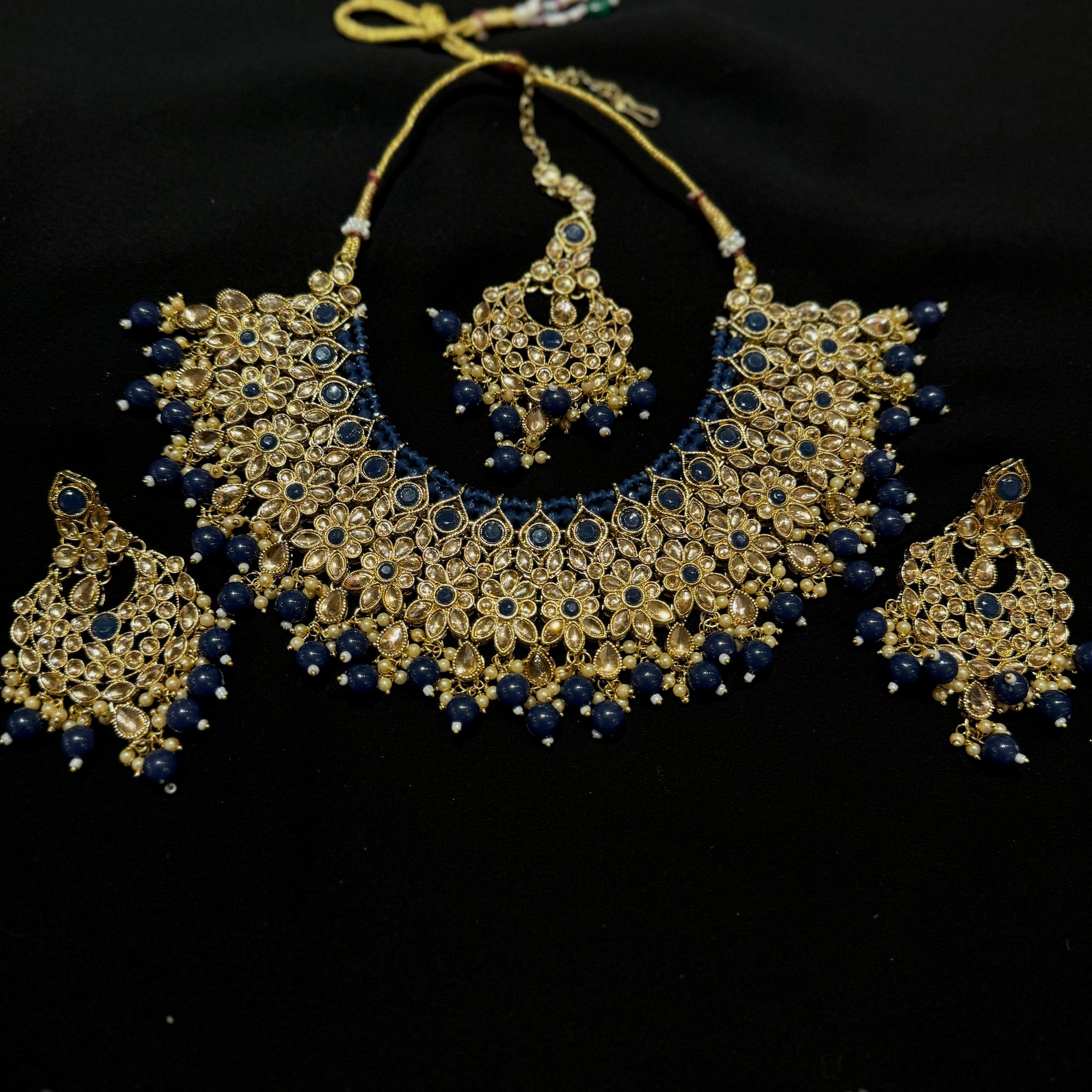 DT Flower Kundan Chandbali Necklace Sets-Many Colors