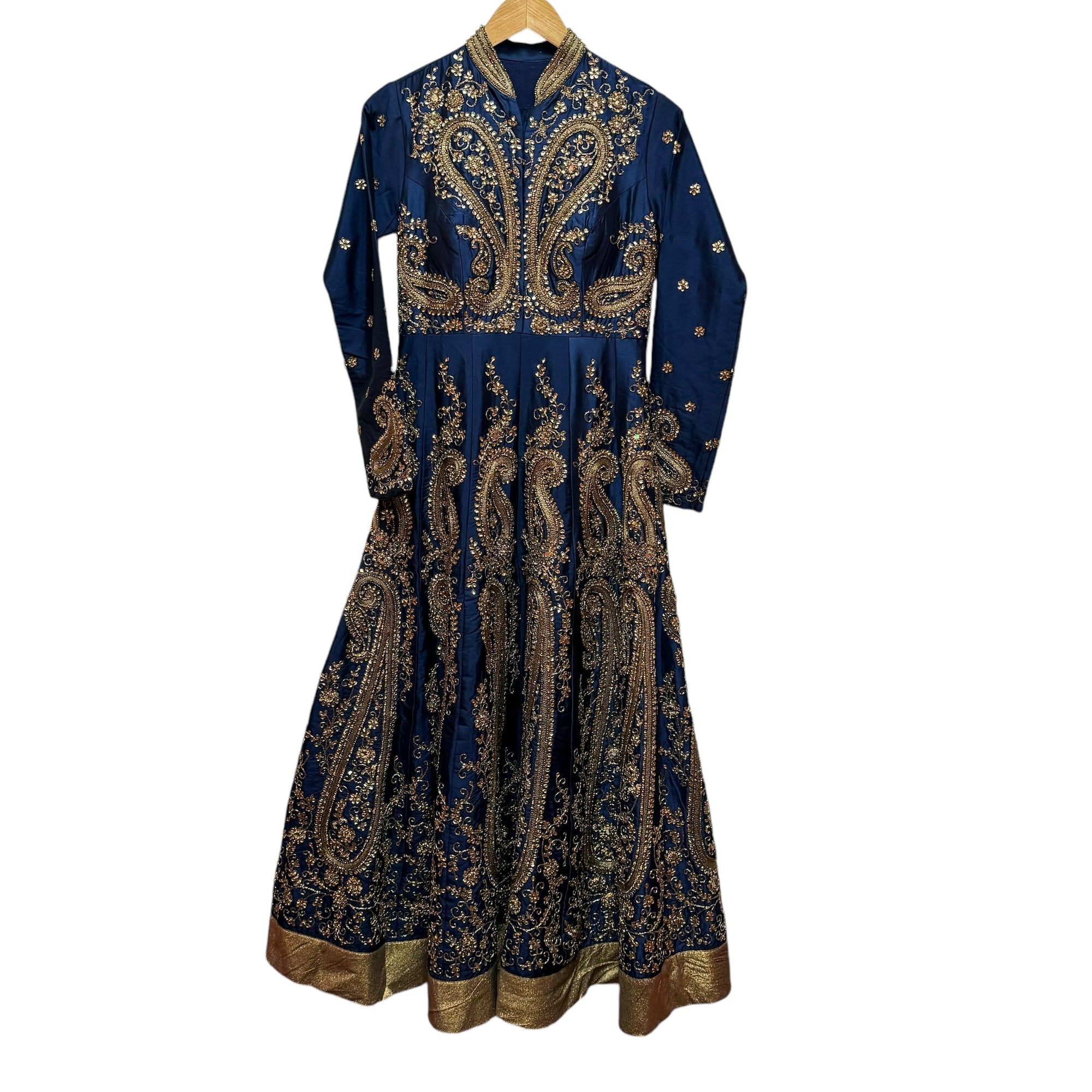 Navy Silk Anarkali-Size 33-34