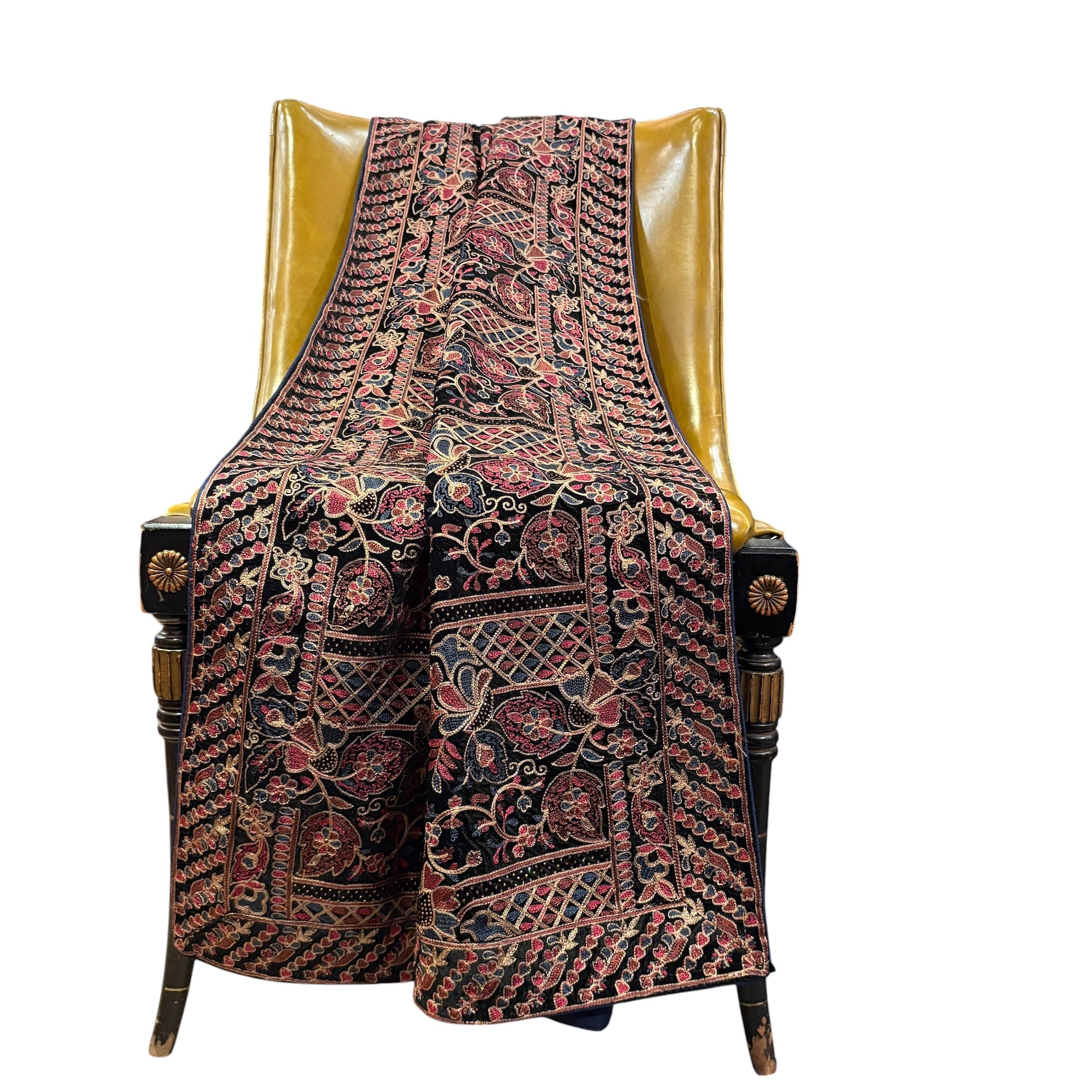 Mens Navy Velvet Embroidered Dupatta