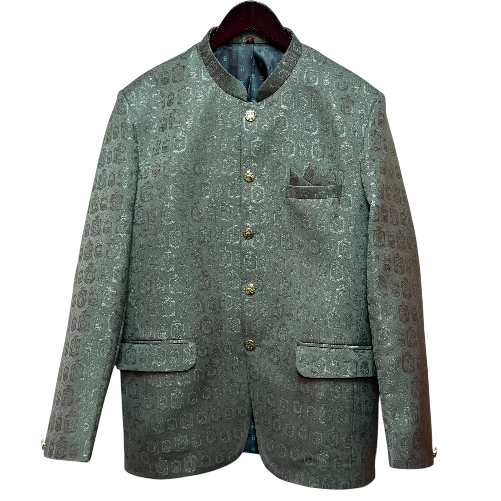 Olive Sage Jacquard Jodhpuri Jacket