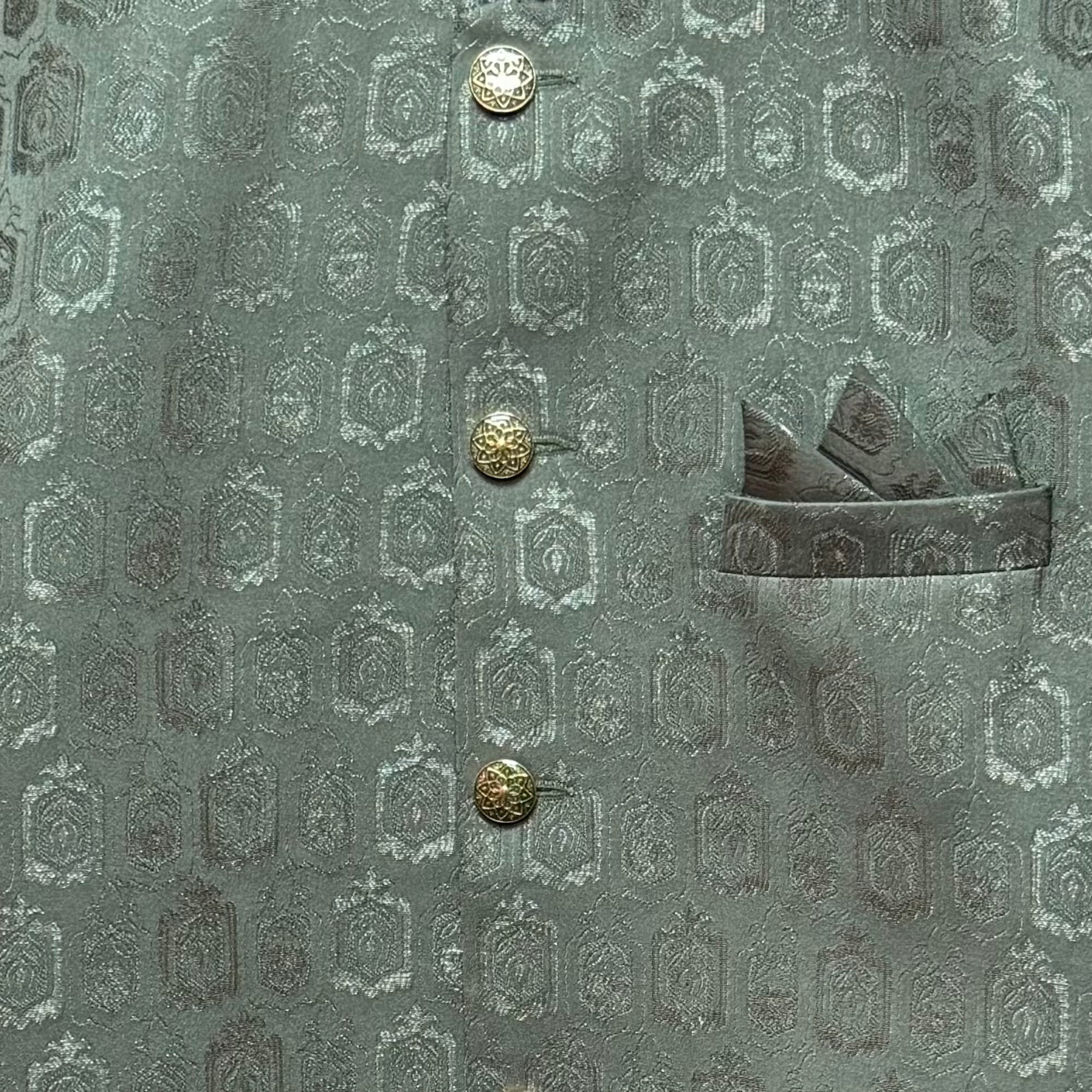 Olive Sage Jacquard Jodhpuri Jacket