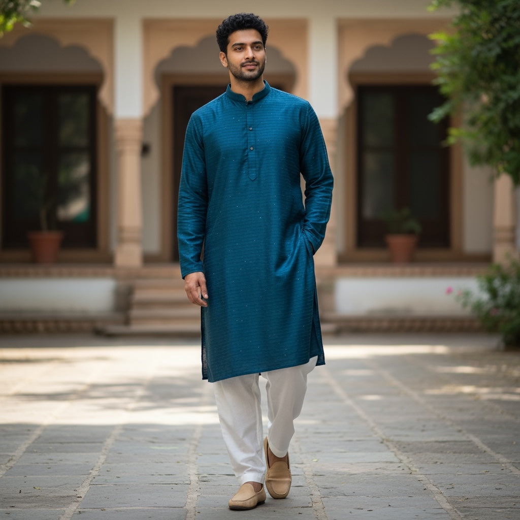 Satin Mini Sequin Kurta-Colors