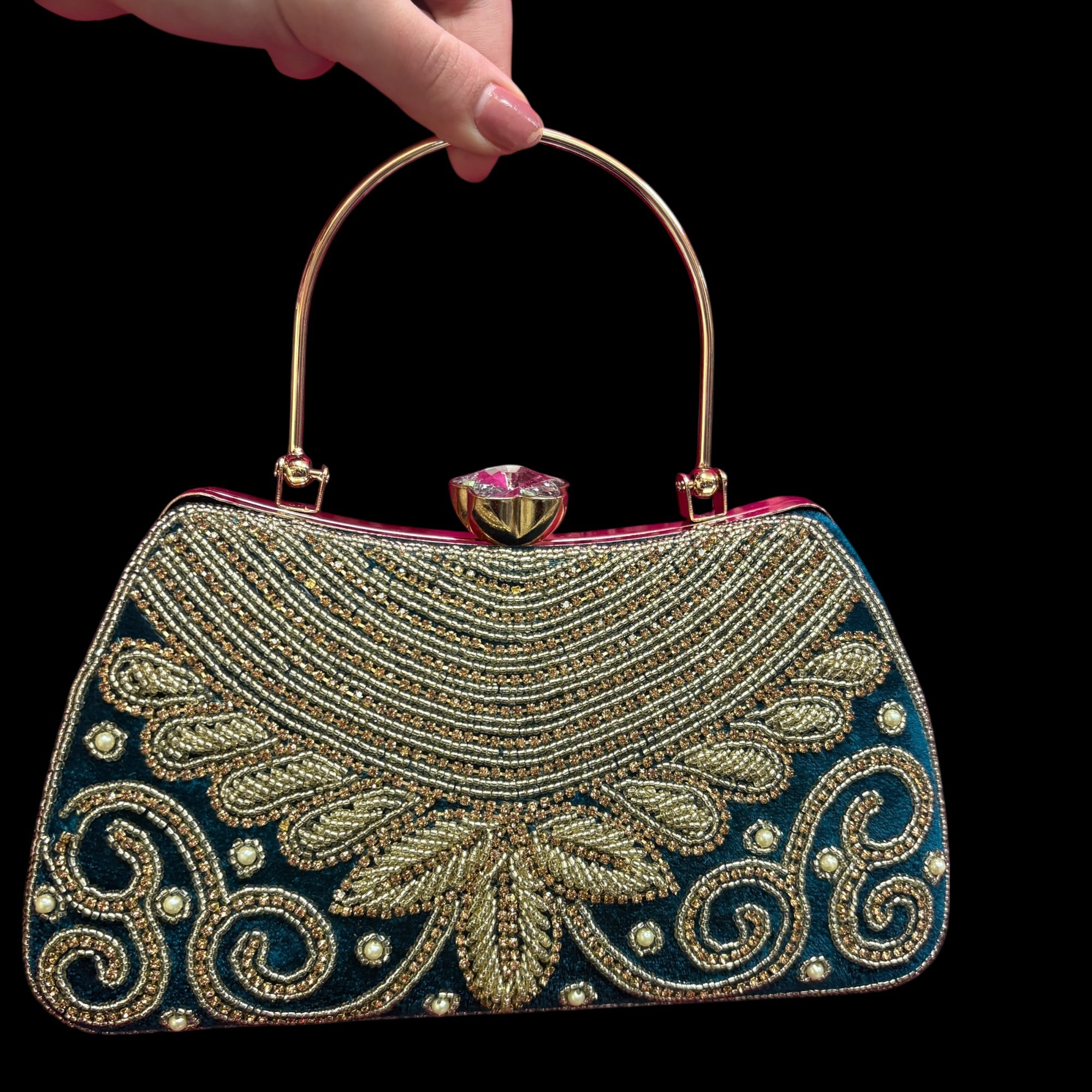 Scroll Leaf Purse-Colors - Vintage India NYC