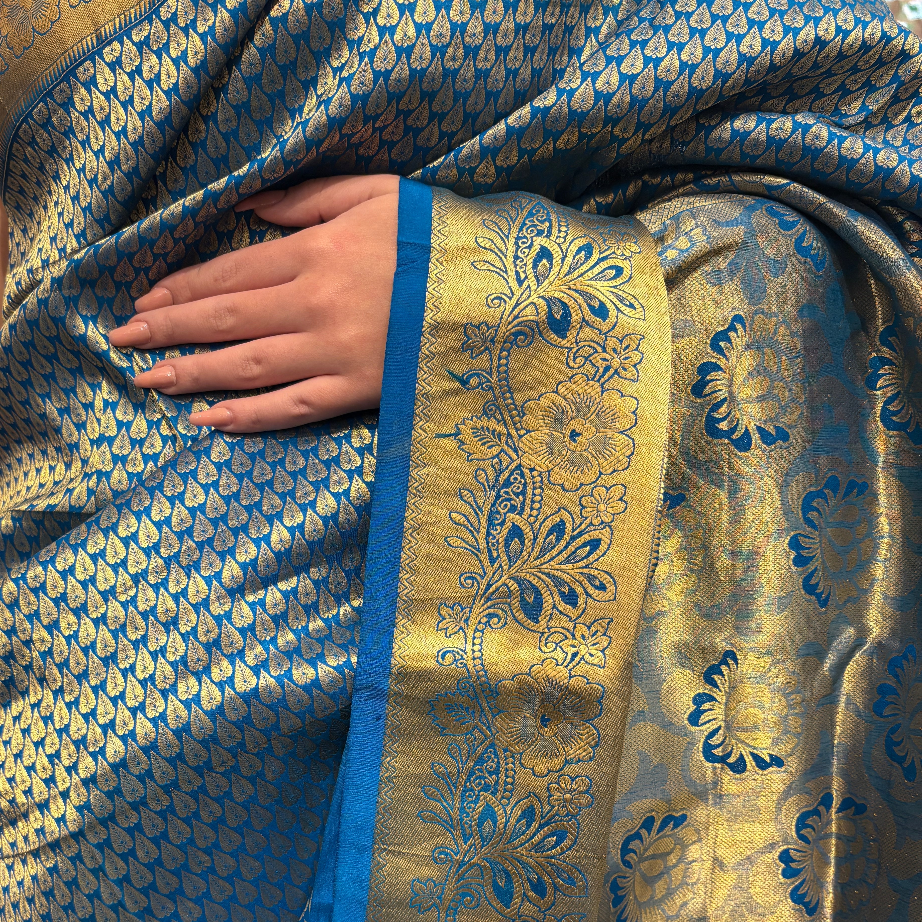 Ocean Kanjivaram Silk Saree - Vintage India NYC