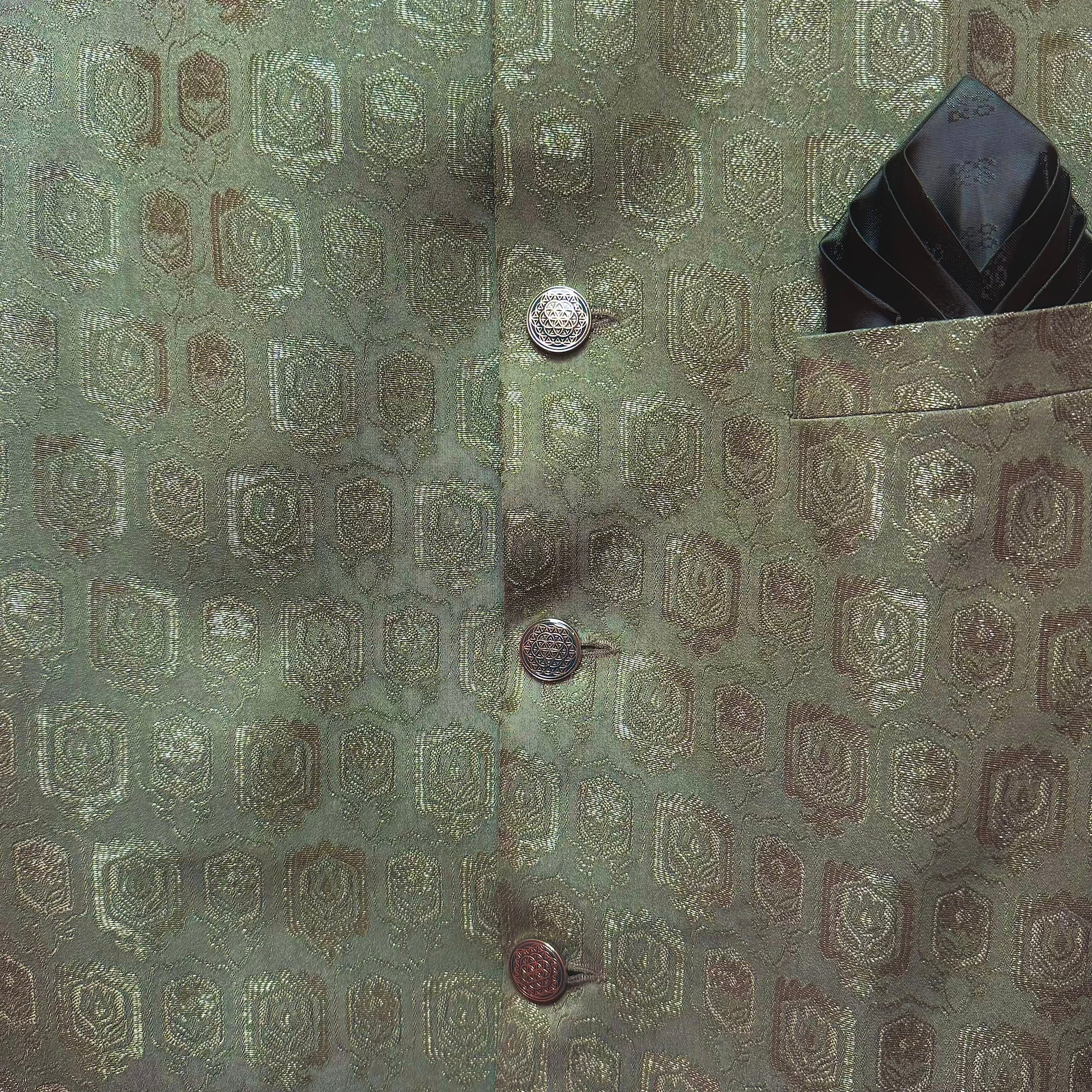 Jacquard Jodhpuri Jacket Jharokha - Colors - Vintage India NYC