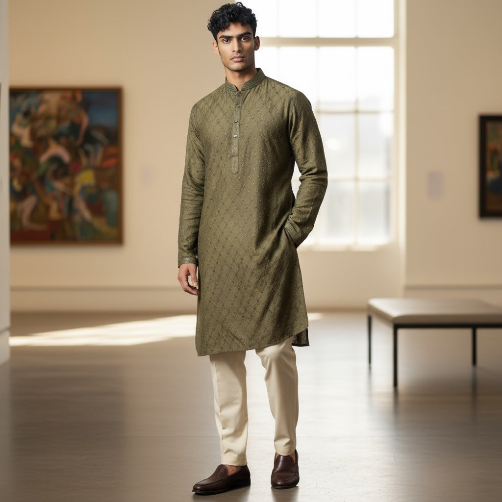 Luxe Embroidered Kurta - Colors - Vintage India NYC