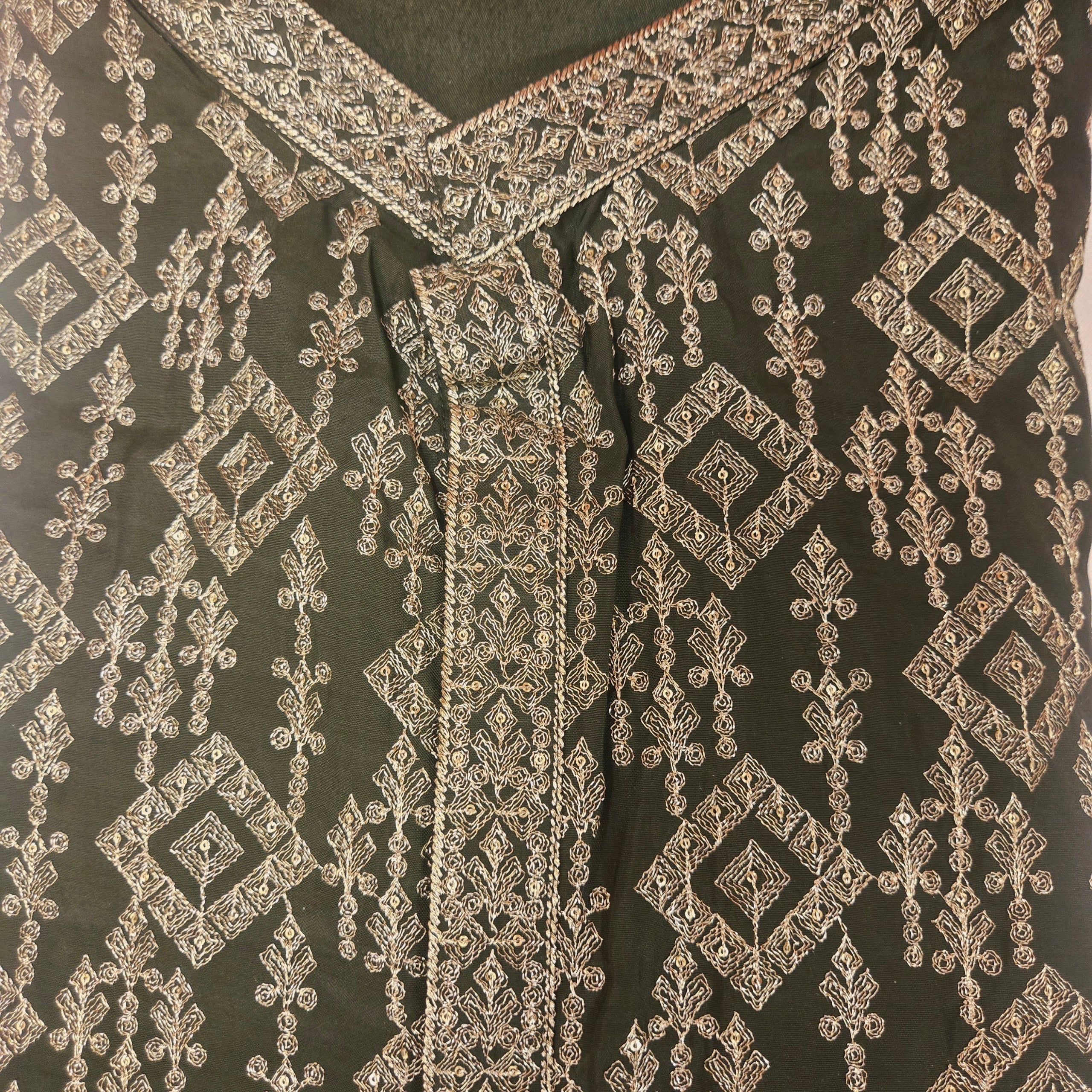 Olive Heavy Embroidered Kurta