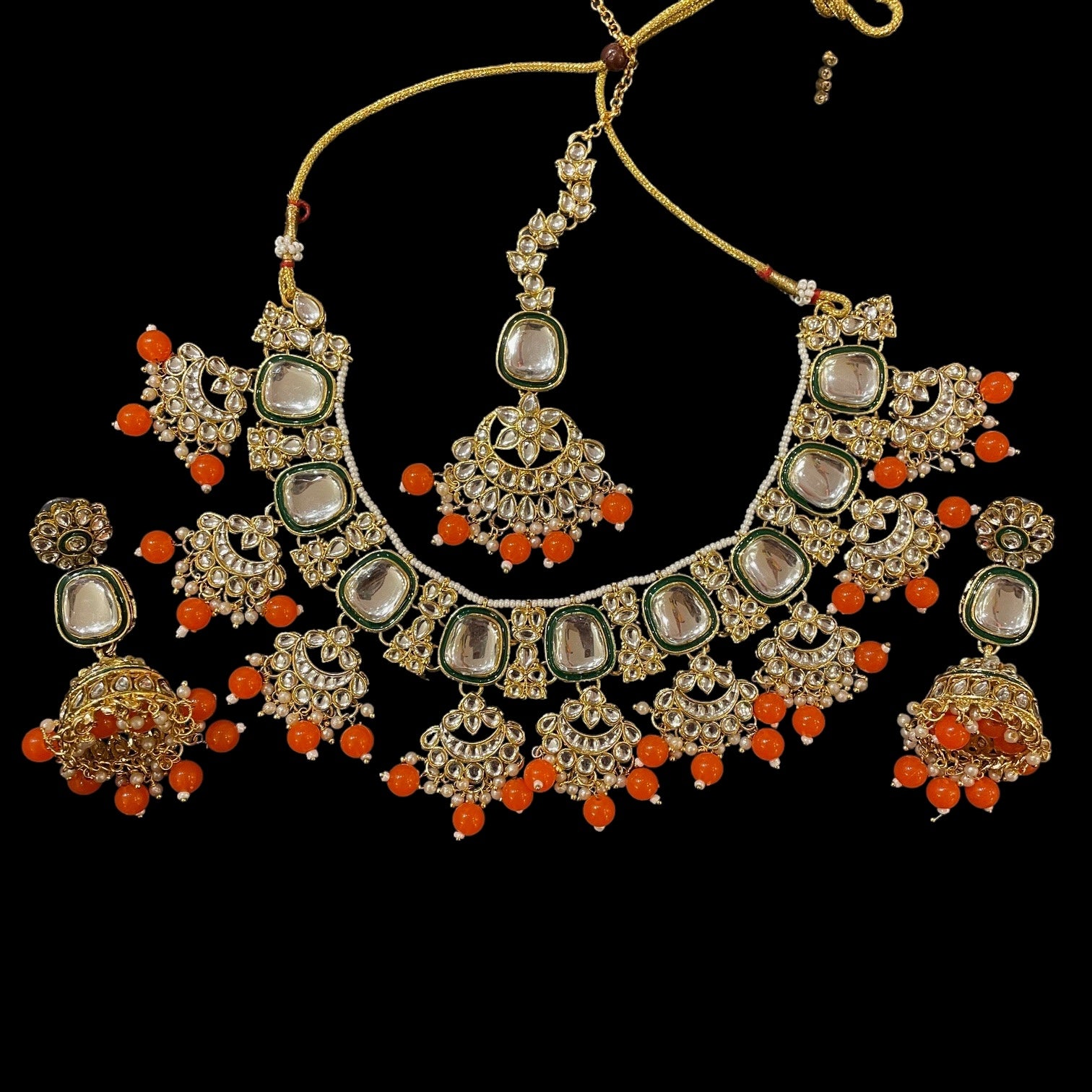 Polki Jhumka Necklace Sets-5 Colors