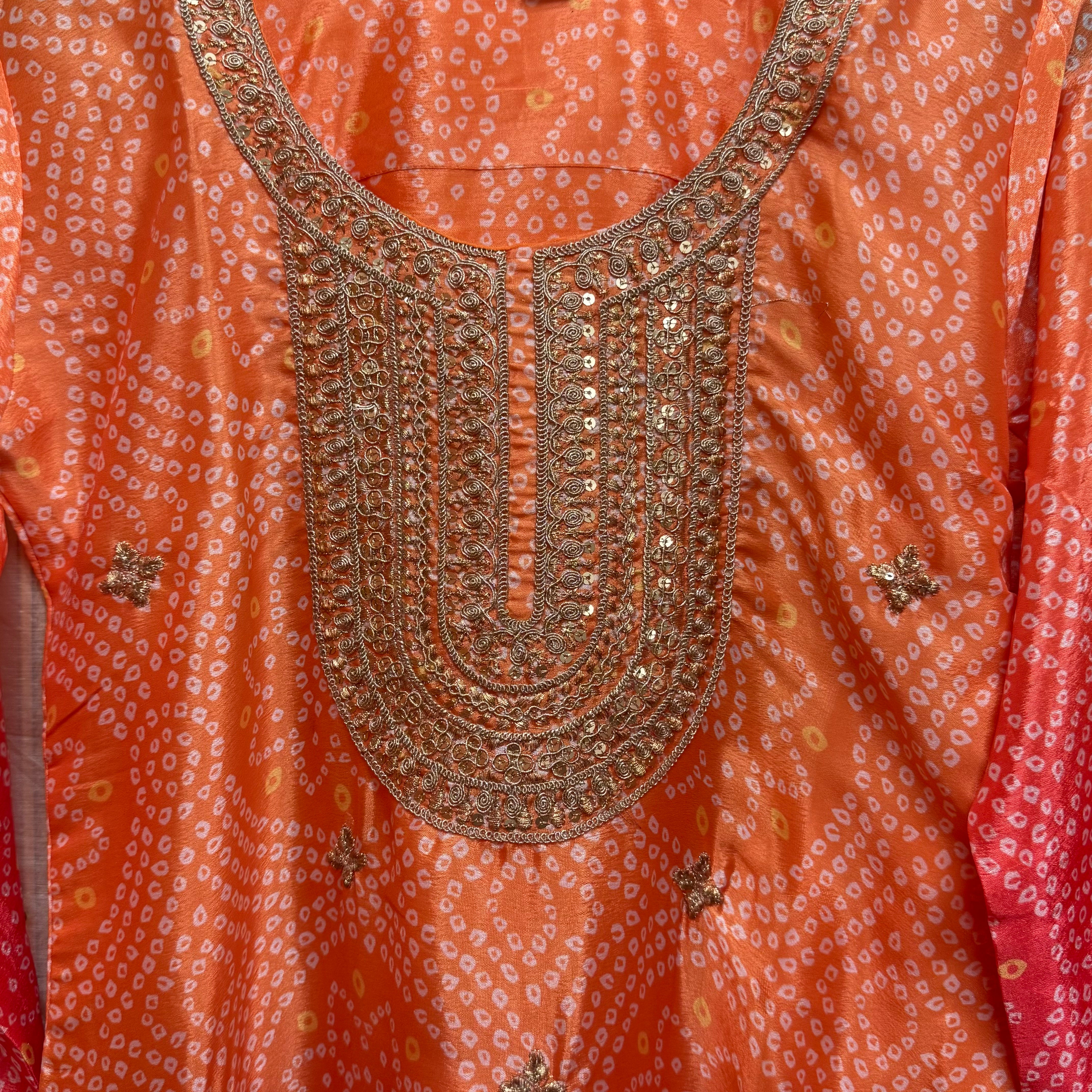 Orange Pink Bandhanii Sharara Set