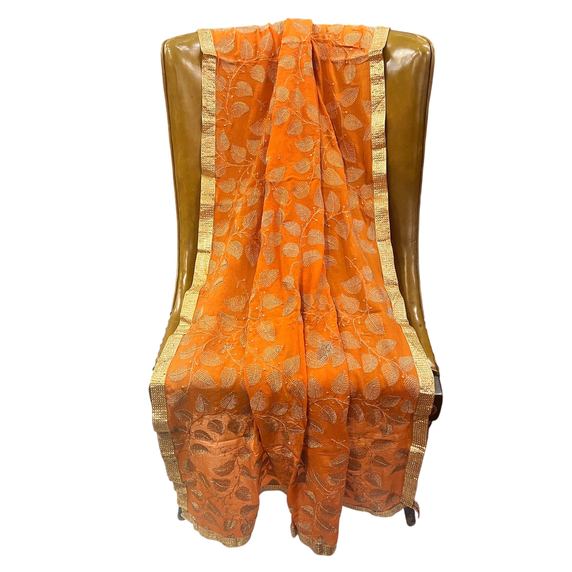 Orange Leaf Embroidered Dupatta 9030