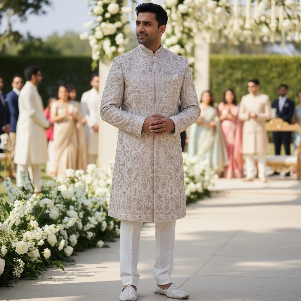 Pale Pink Heavy Embroidered Sherwani