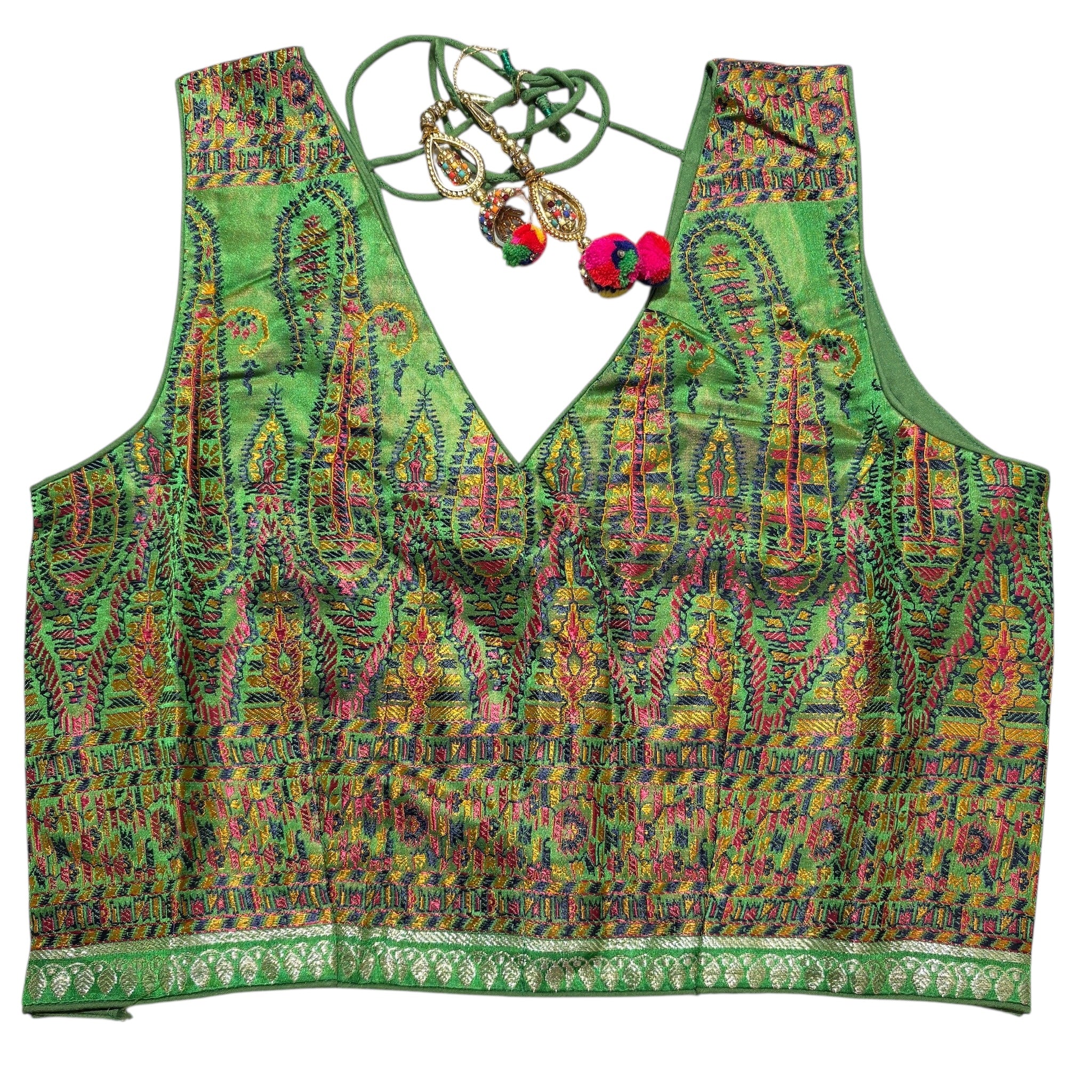 Brocade & Embroidered Saree Blouses-25-Size 32 - Vintage India NYC